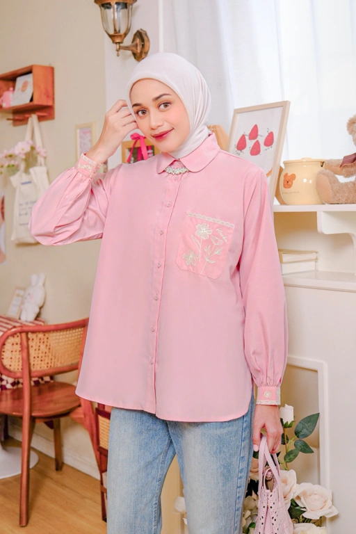 Image of Kalila Embroidery Shirt Blush