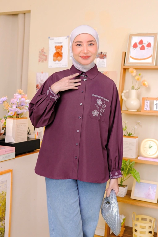 Image of Kalila Embroidery Shirt Plum