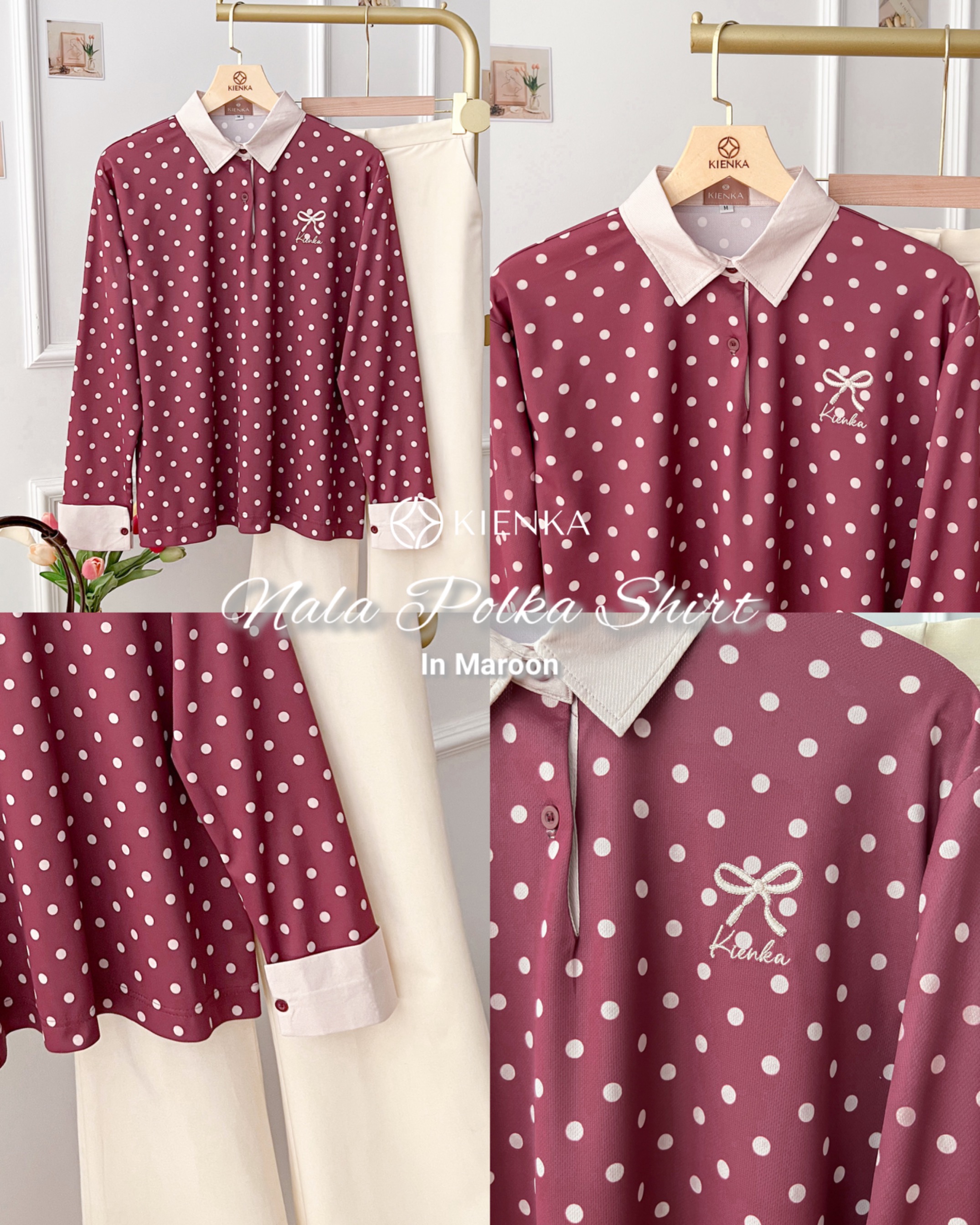 Nala Polka Shirt Maroon