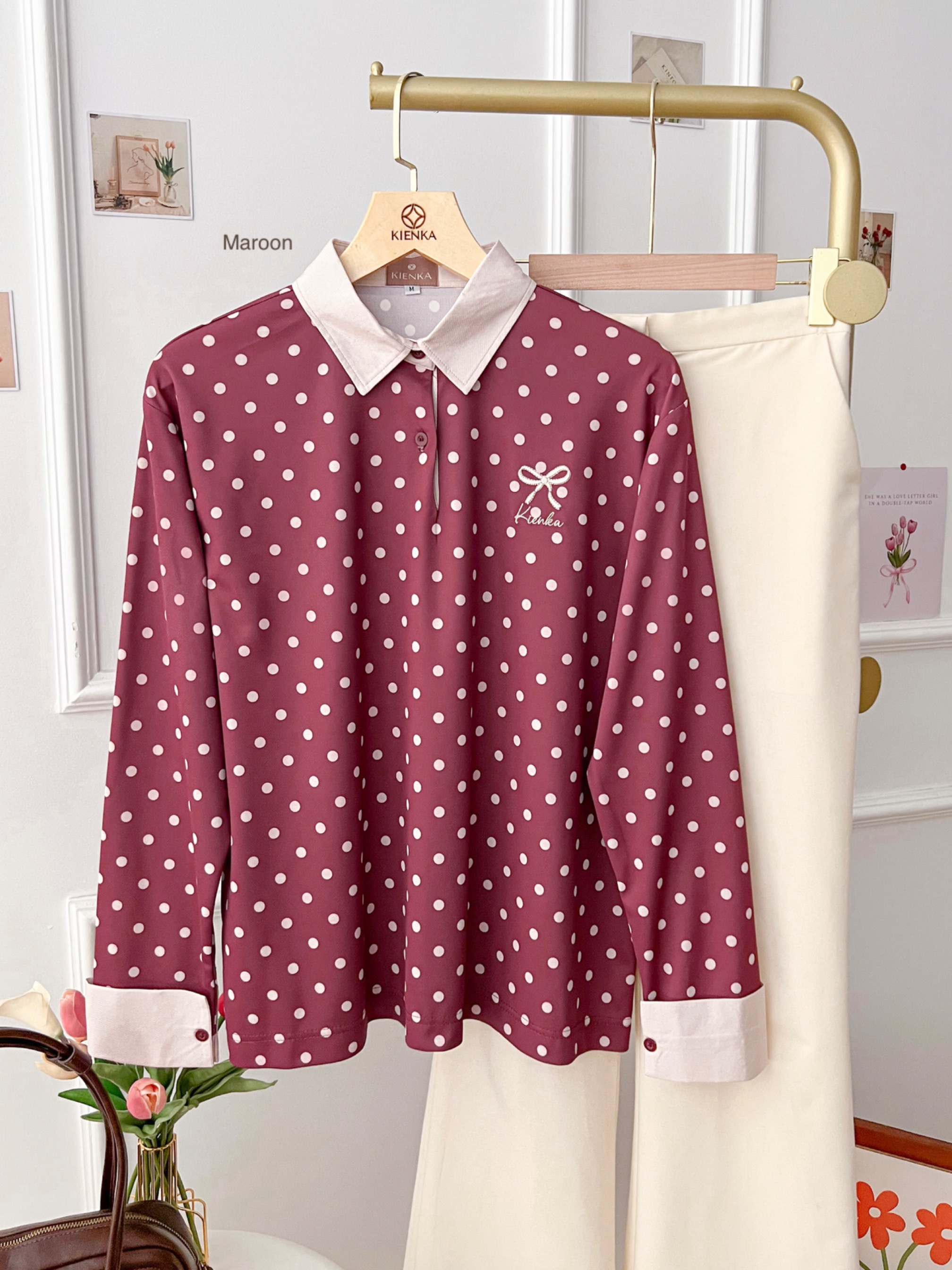 Nala Polka Shirt Maroon