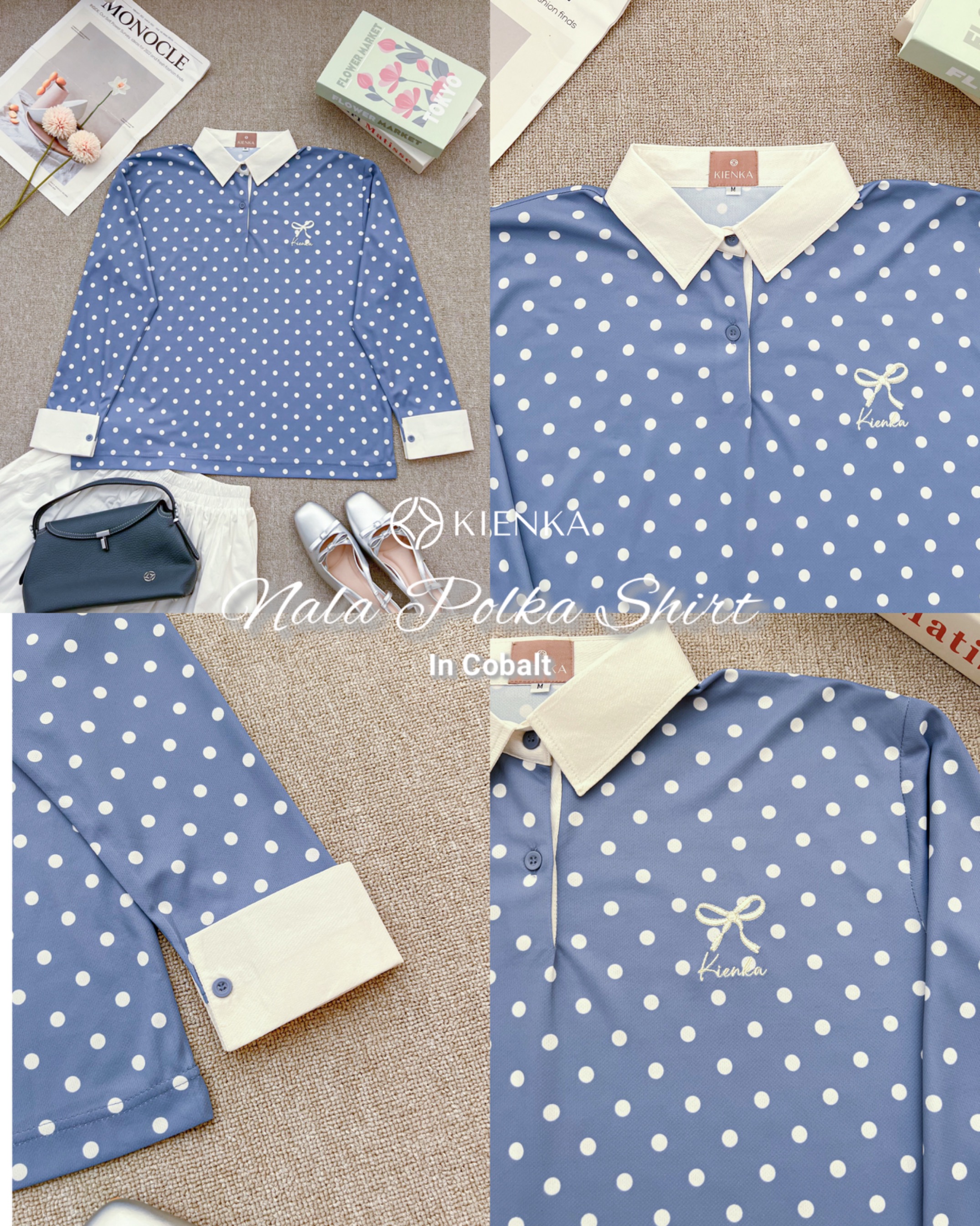 Nala Polka Shirt Cobalt