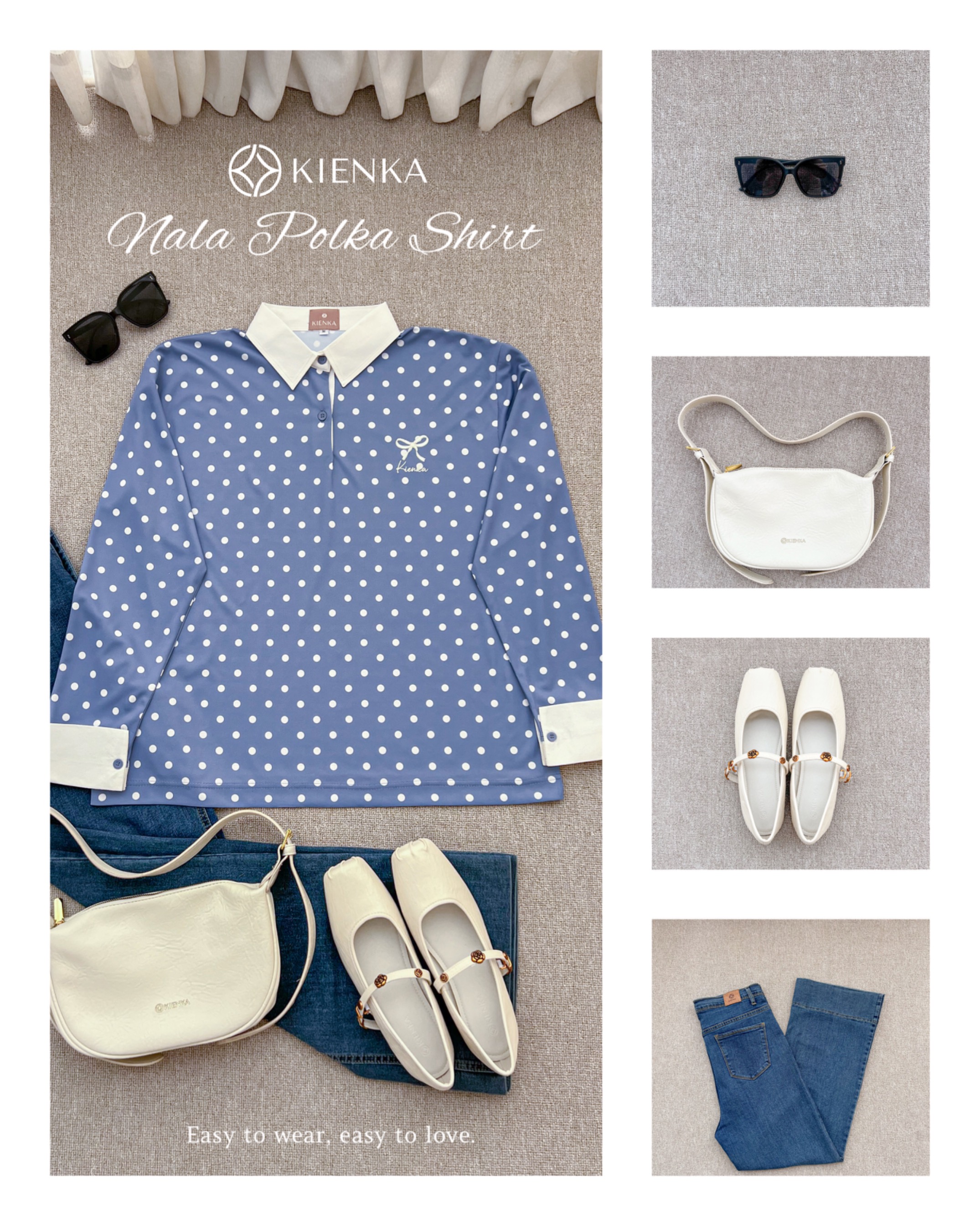 Nala Polka Shirt Cobalt
