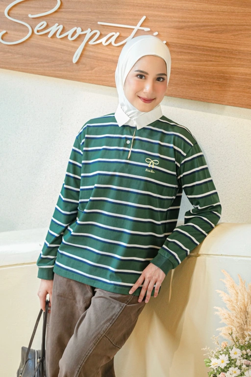 Image of Chia Stripe Shirt Crop Forest