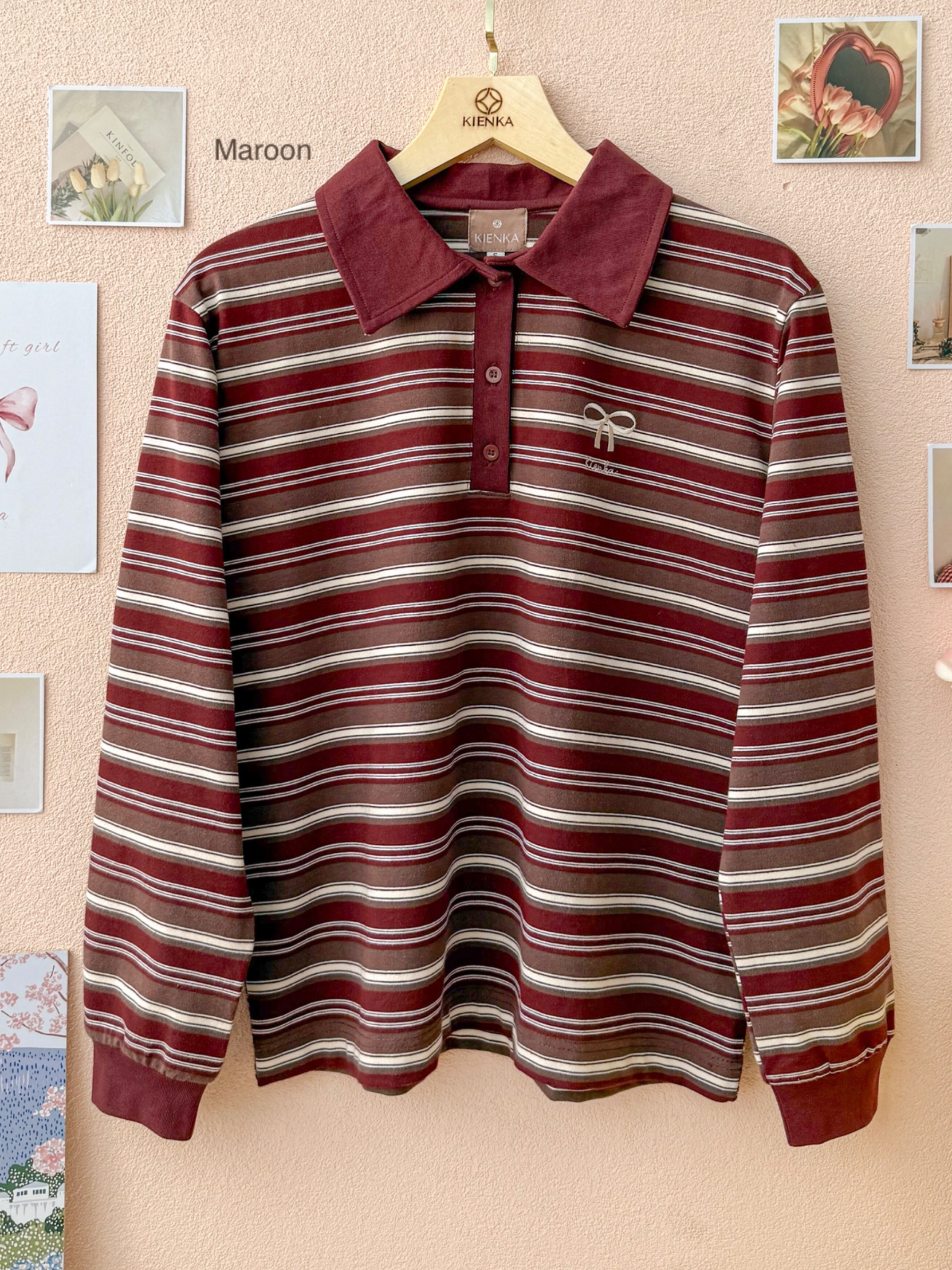 Hyeri Stripe Shirt Maroon