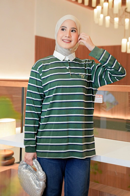 Image of Chia Stripe Shirt Panjang Normal Forest