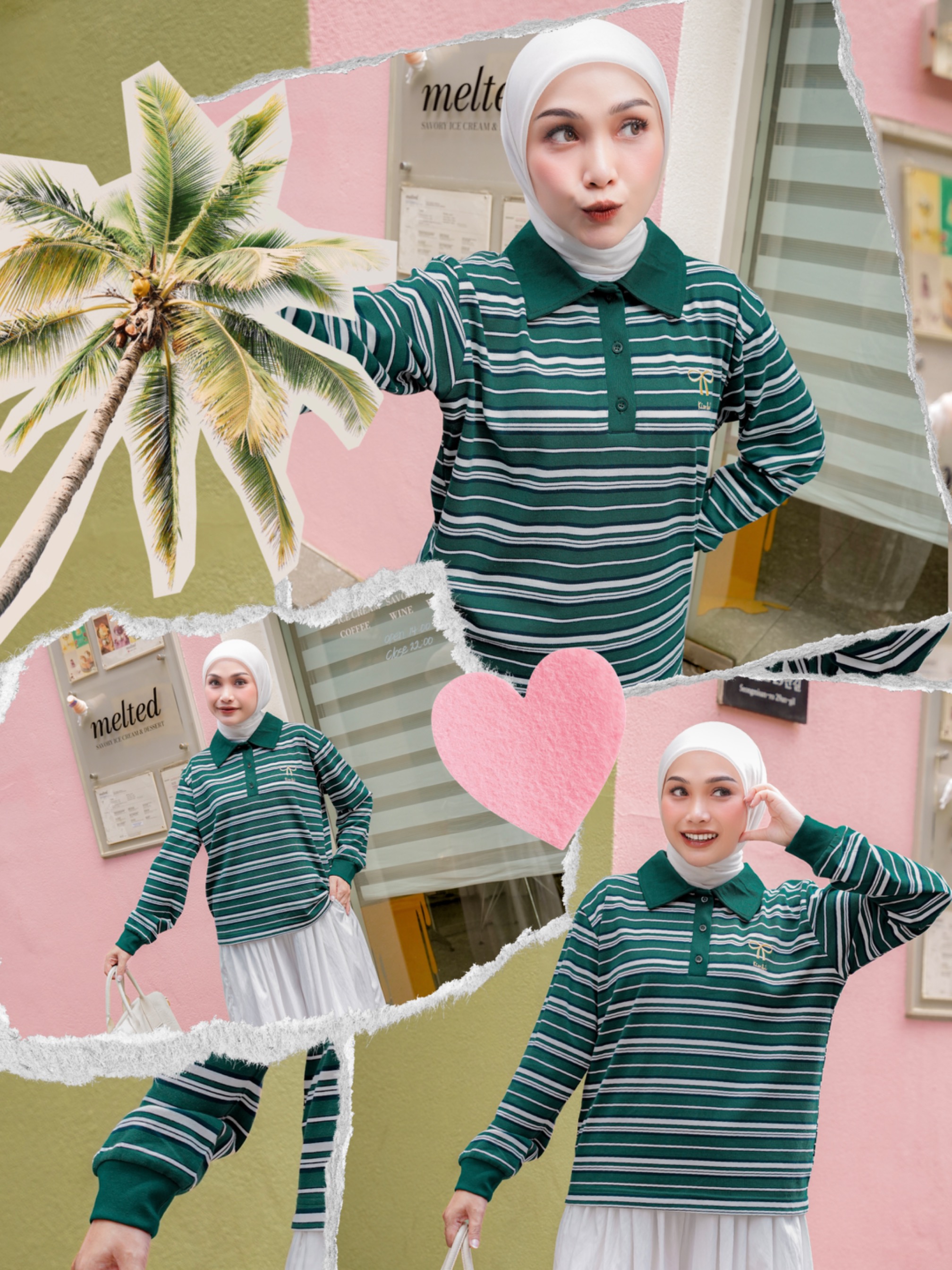 Hyeri Stripe Shirt Emerald