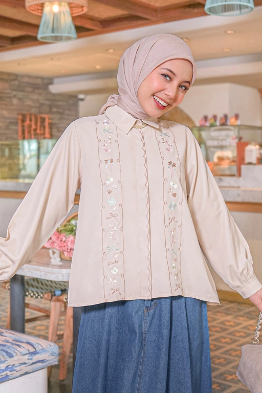 Image of Celia Embroidery Shirt Clay