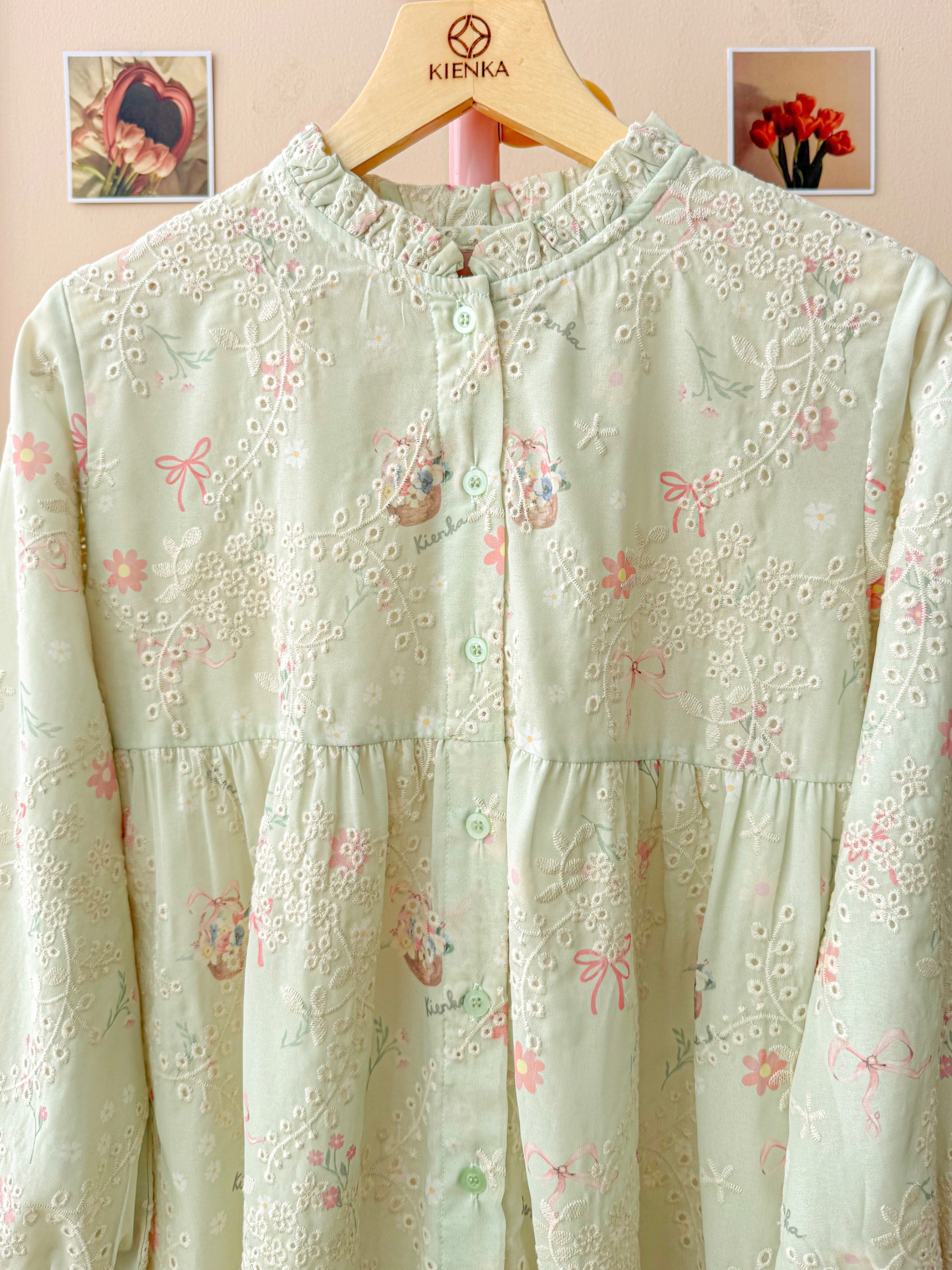 Yoona Embroidery Blouse Minty