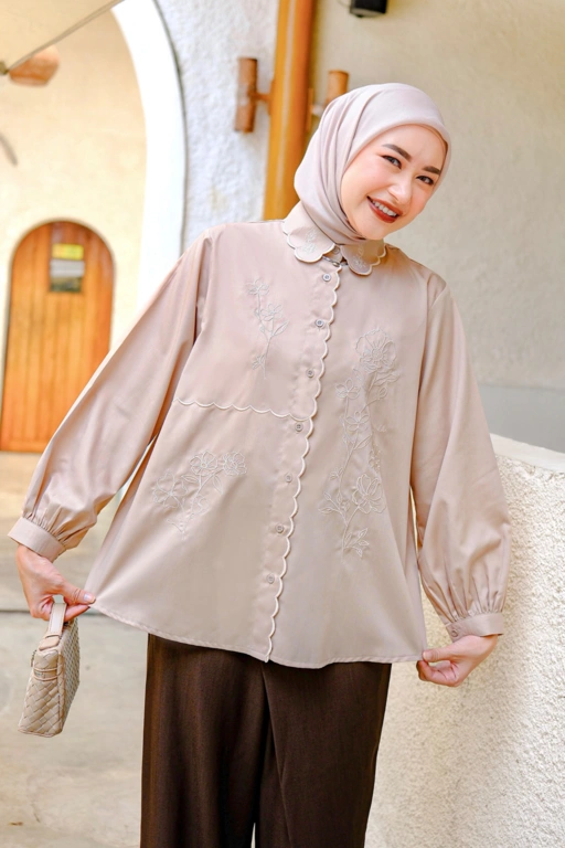 Image of Naira Embroidery Shirt Clay