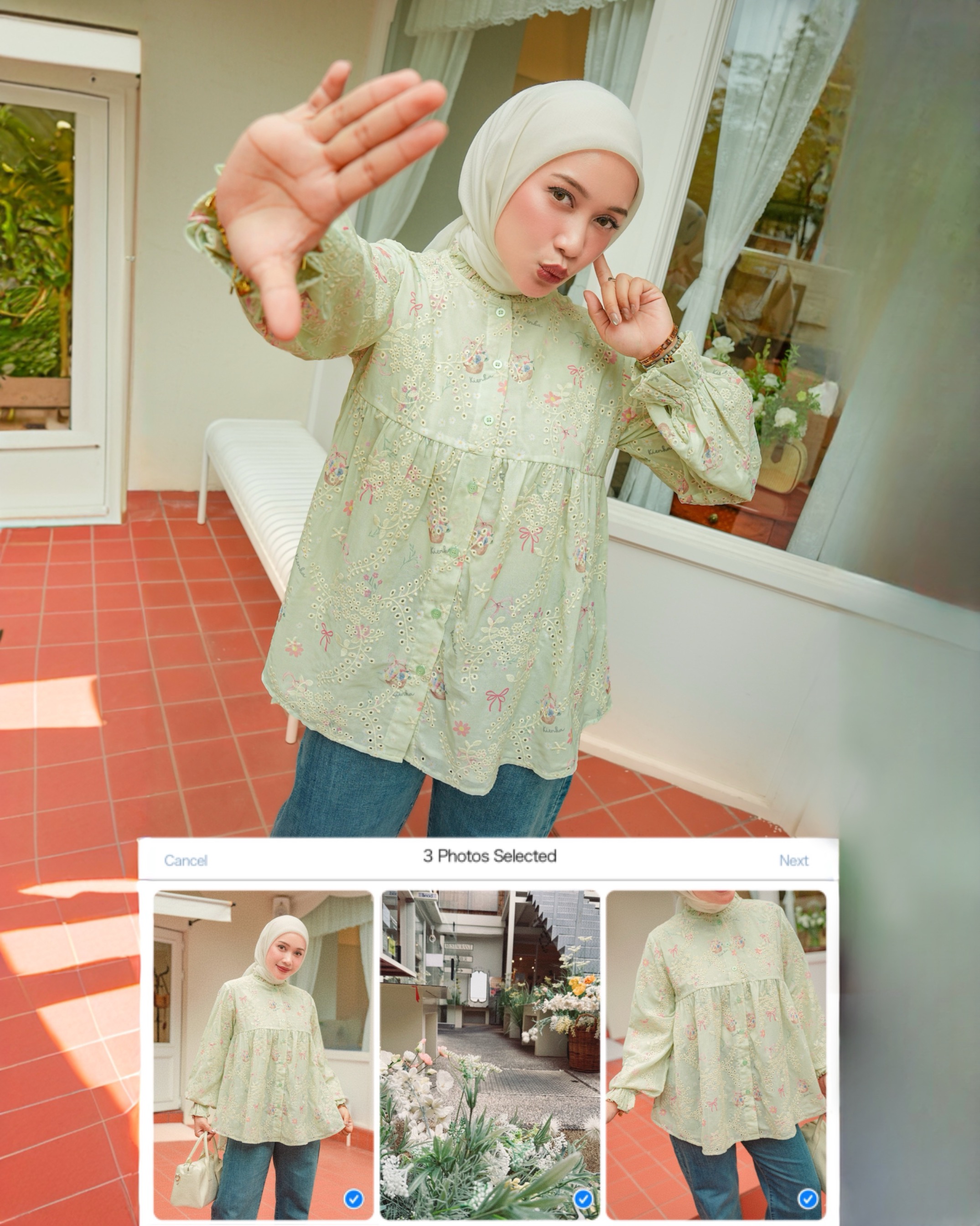 Yoona Embroidery Blouse Minty