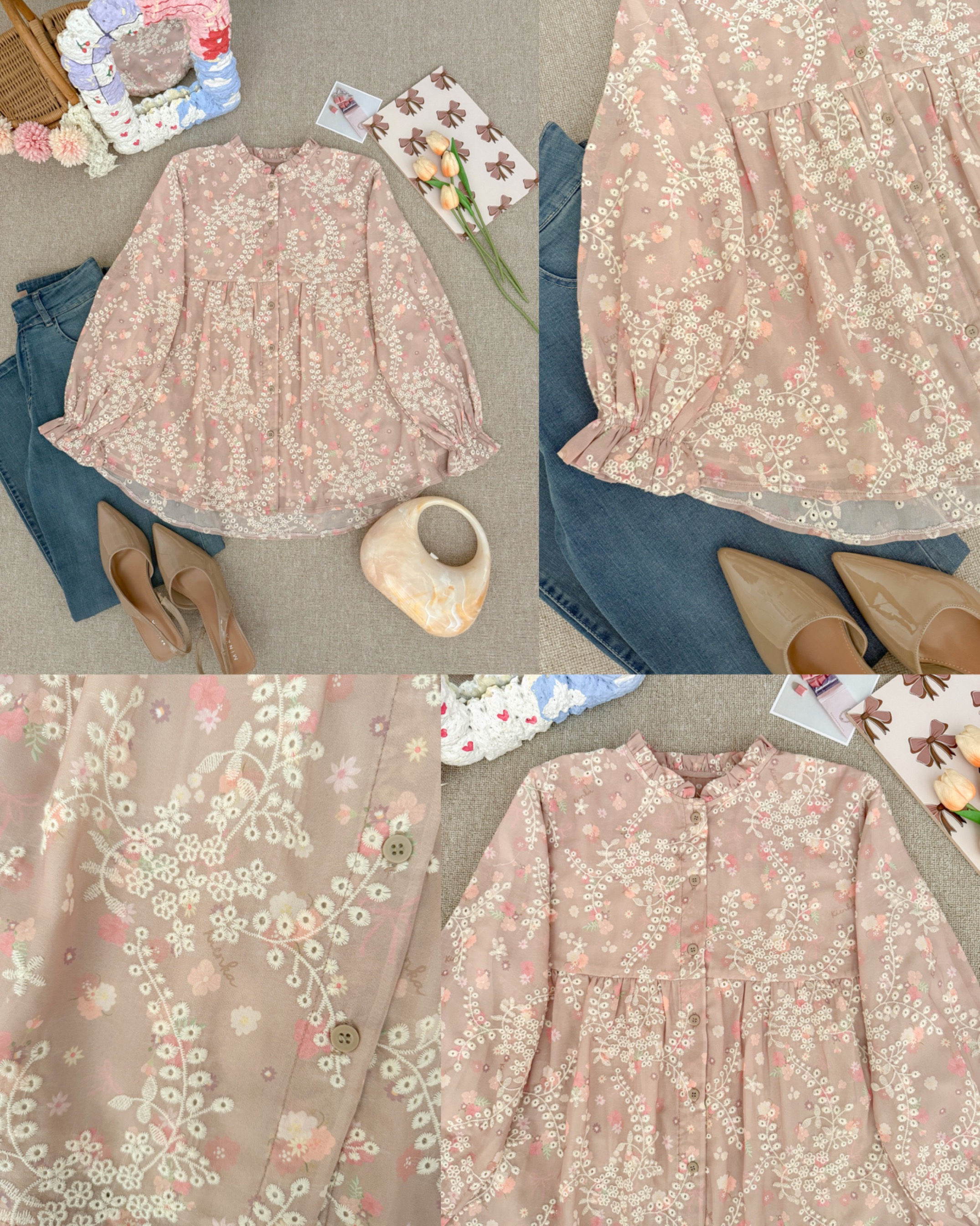 Yoona Embroidery Blouse Granola