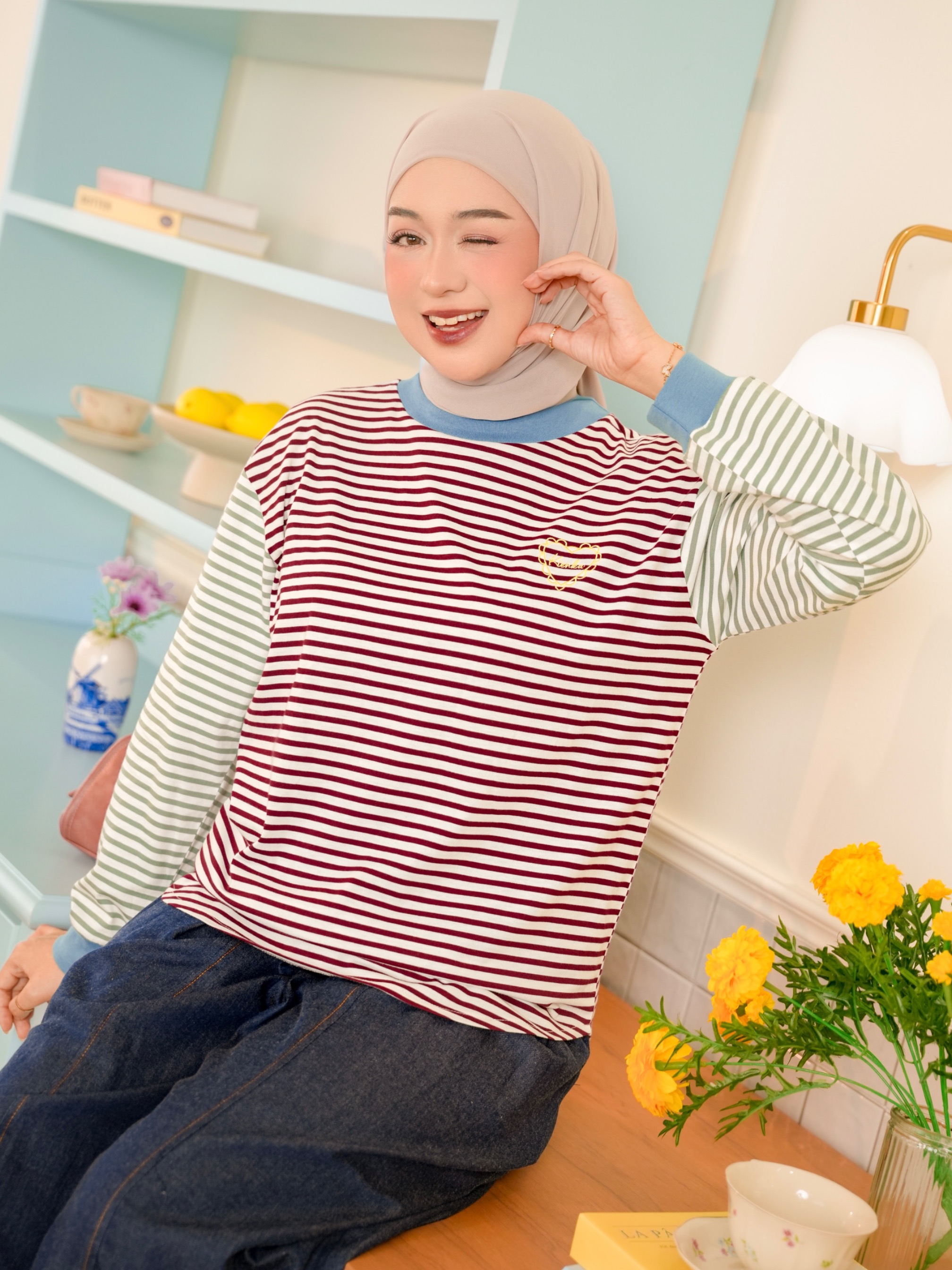 Sera Stripe Longsleeve Cherry