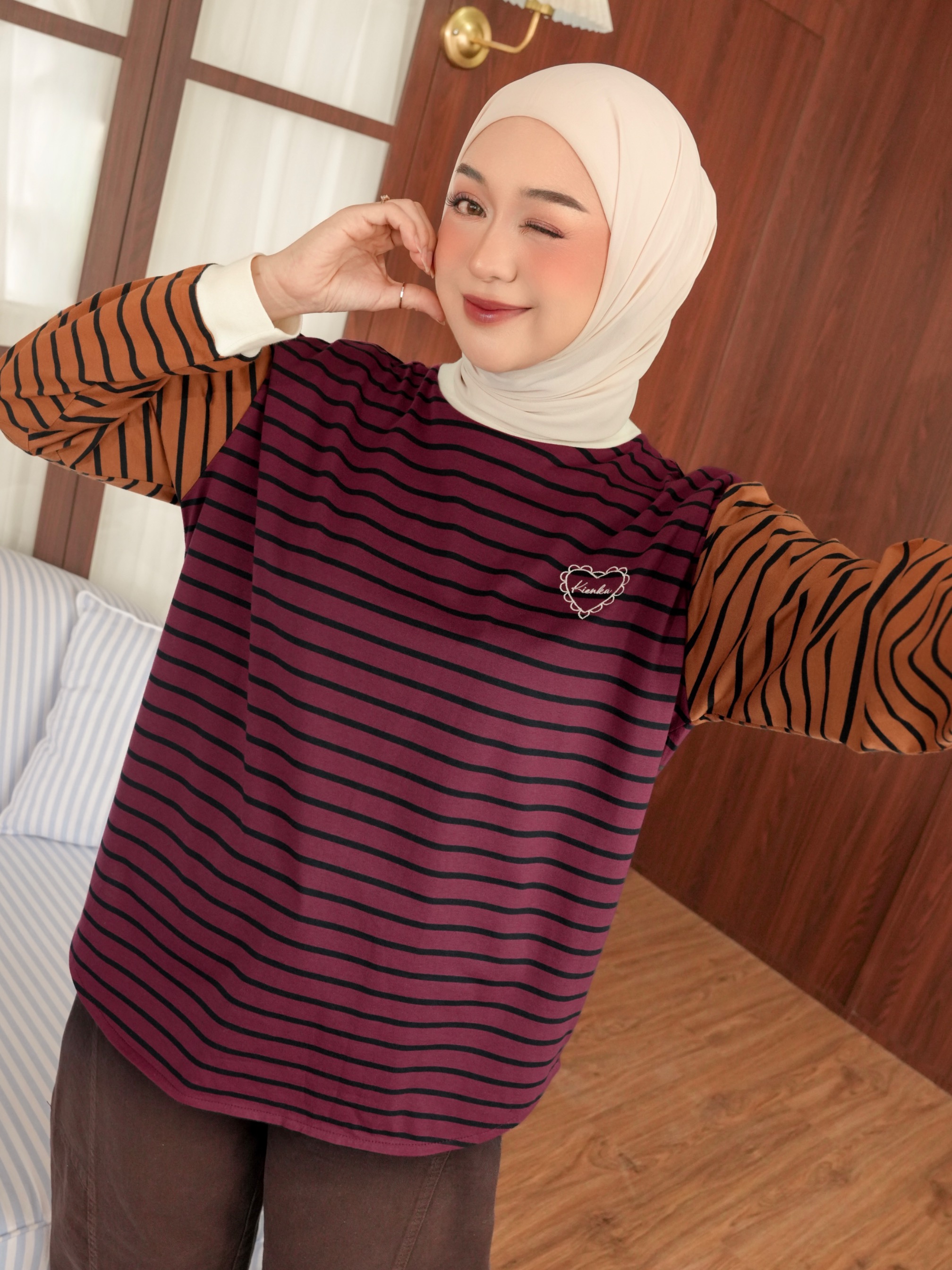 Sera Stripe Longsleeve Maroon