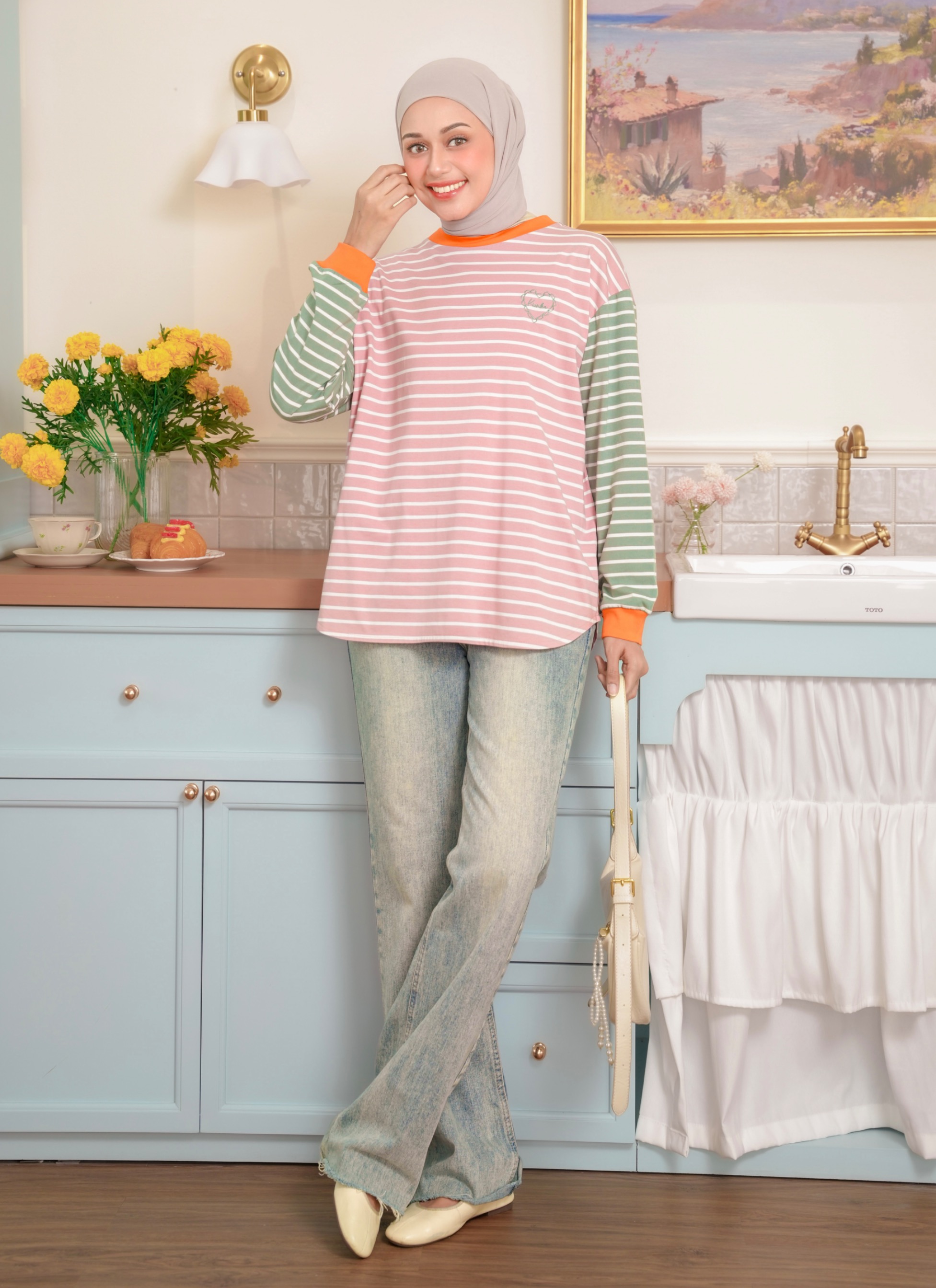 Sera Stripe Longsleeve Blush