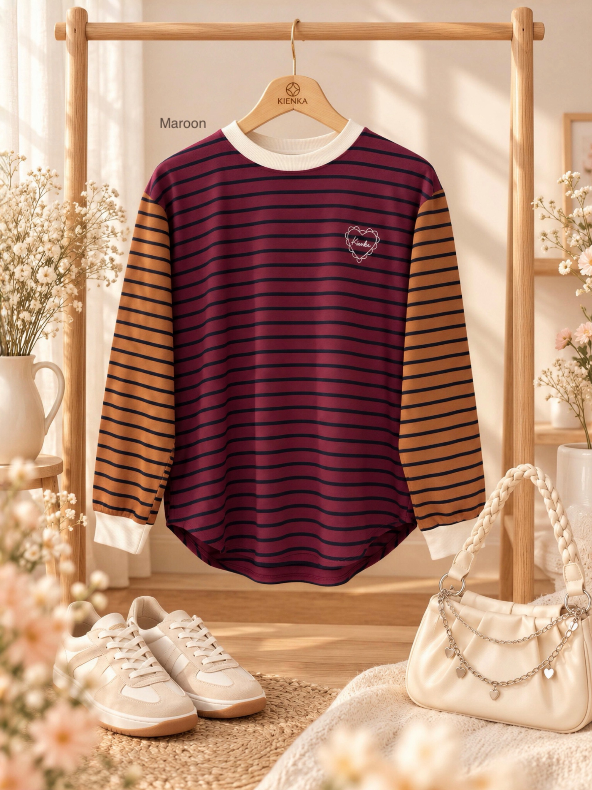 Sera Stripe Longsleeve Maroon