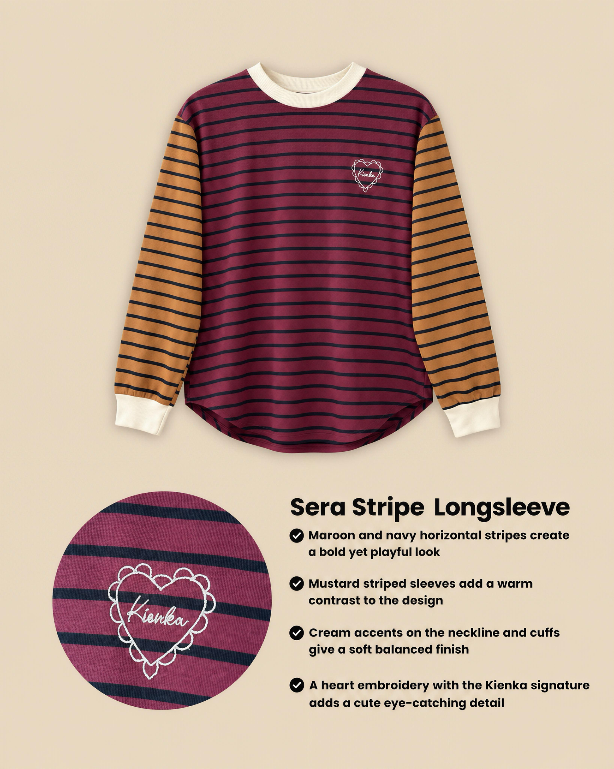 Sera Stripe Longsleeve Maroon
