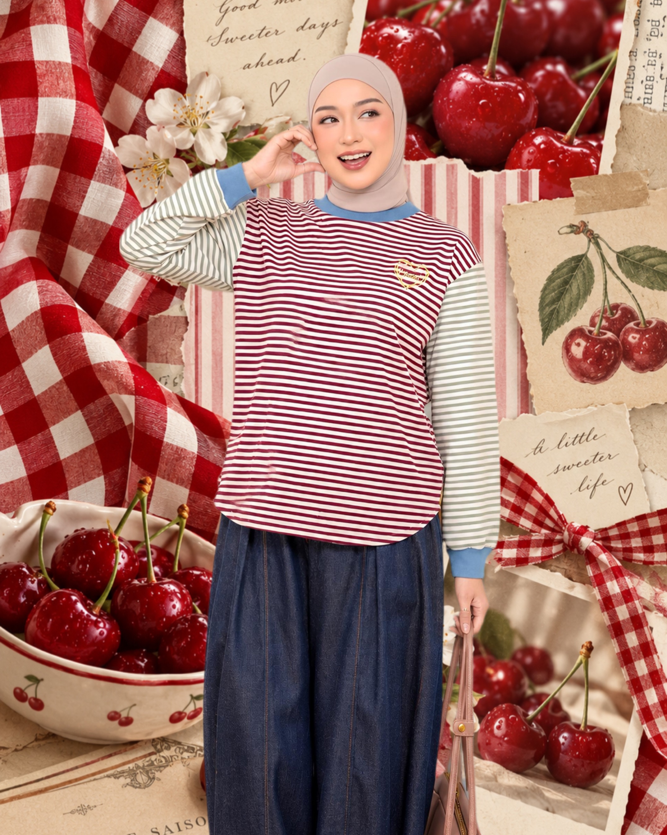 Sera Stripe Longsleeve Cherry