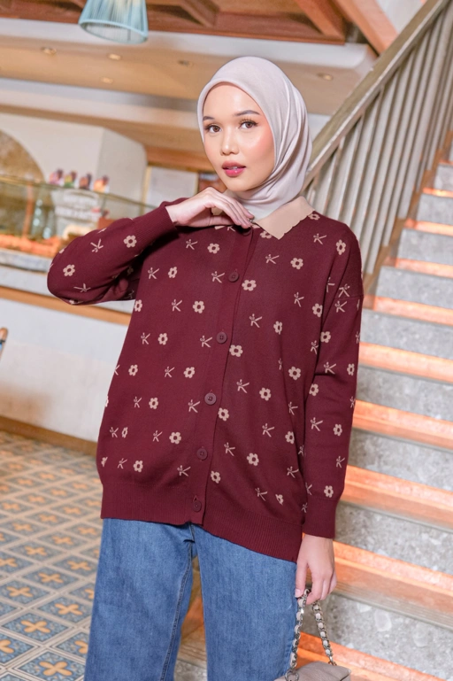 Image of Kania Monogram Knit Maroon