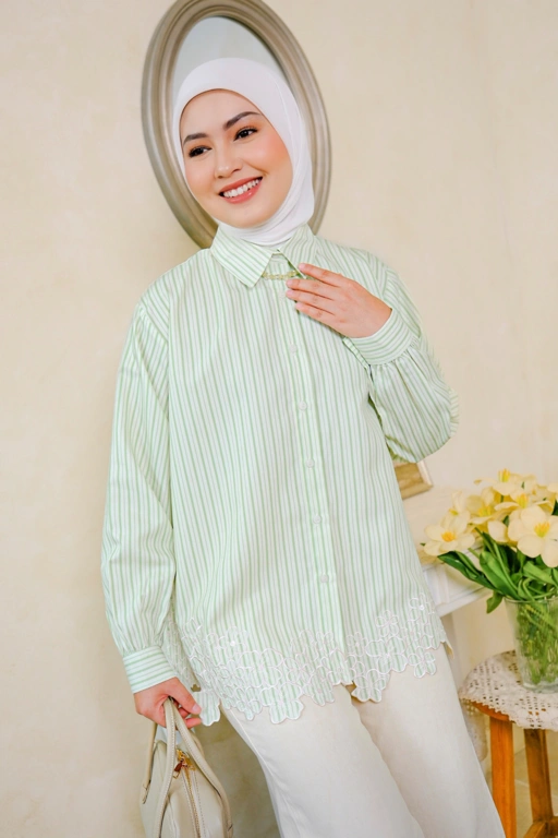 Image of Becca Embroidery Shirt Green Tea