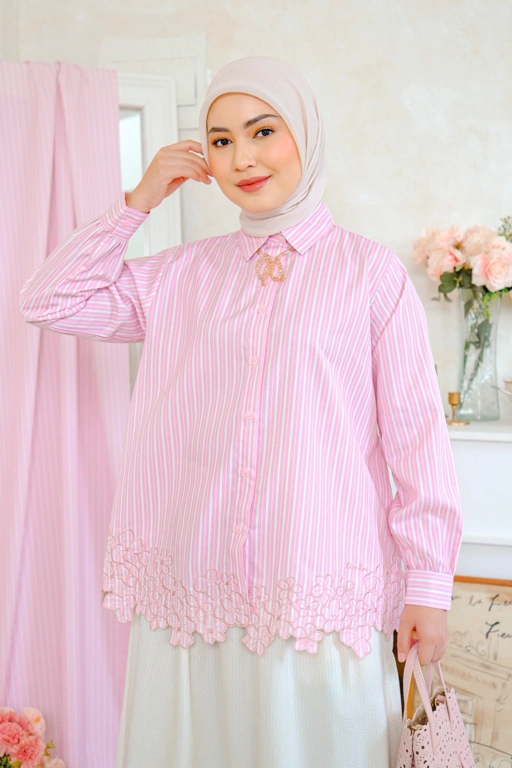 Image of Becca Embroidery Shirt Blush