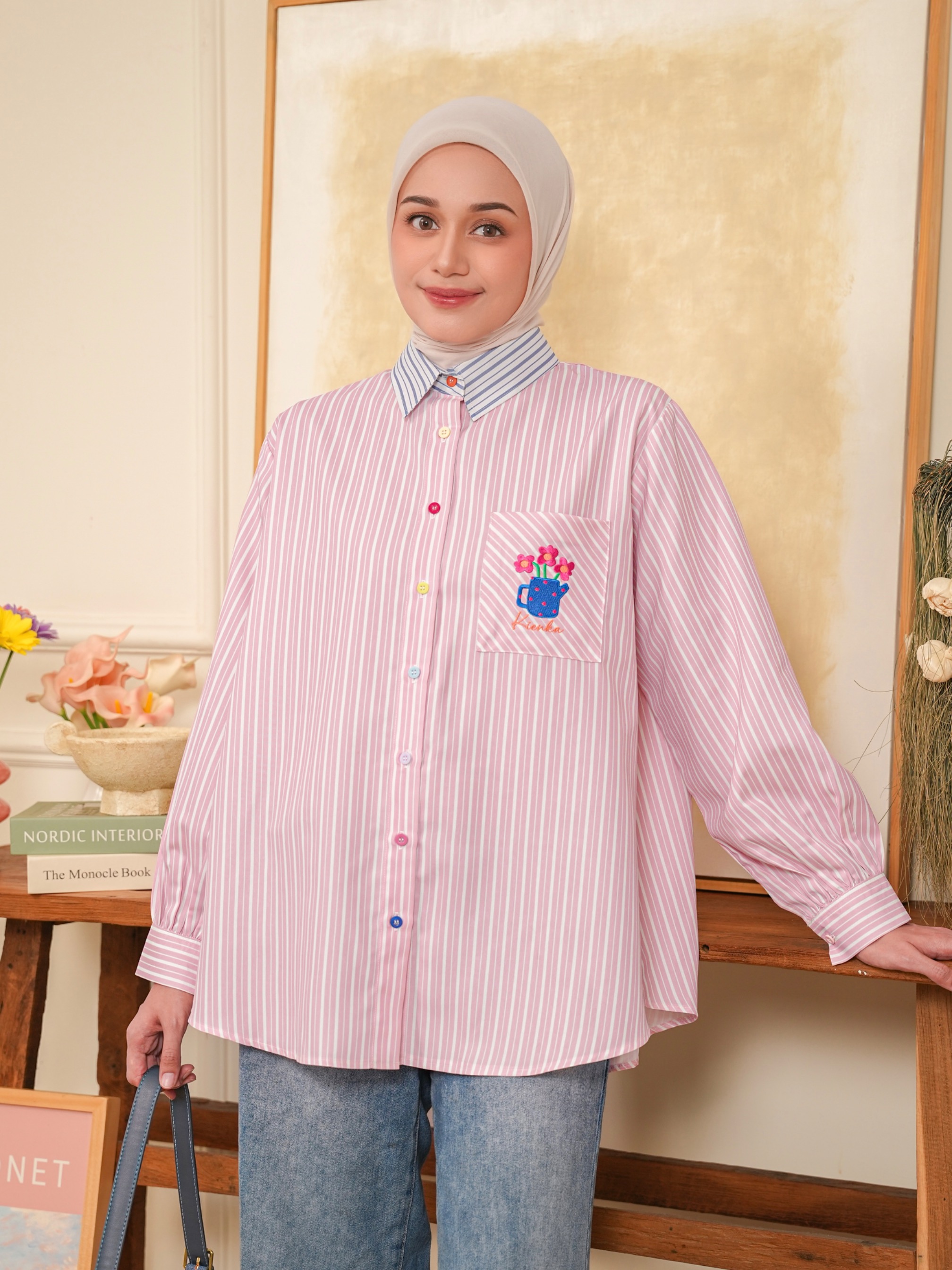 Yuna Stripe Shirt Blush