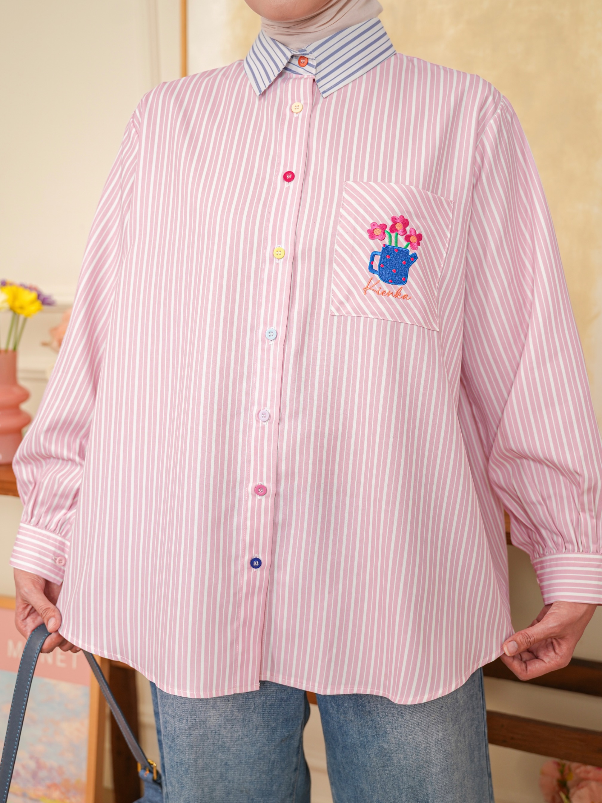 Yuna Stripe Shirt Blush