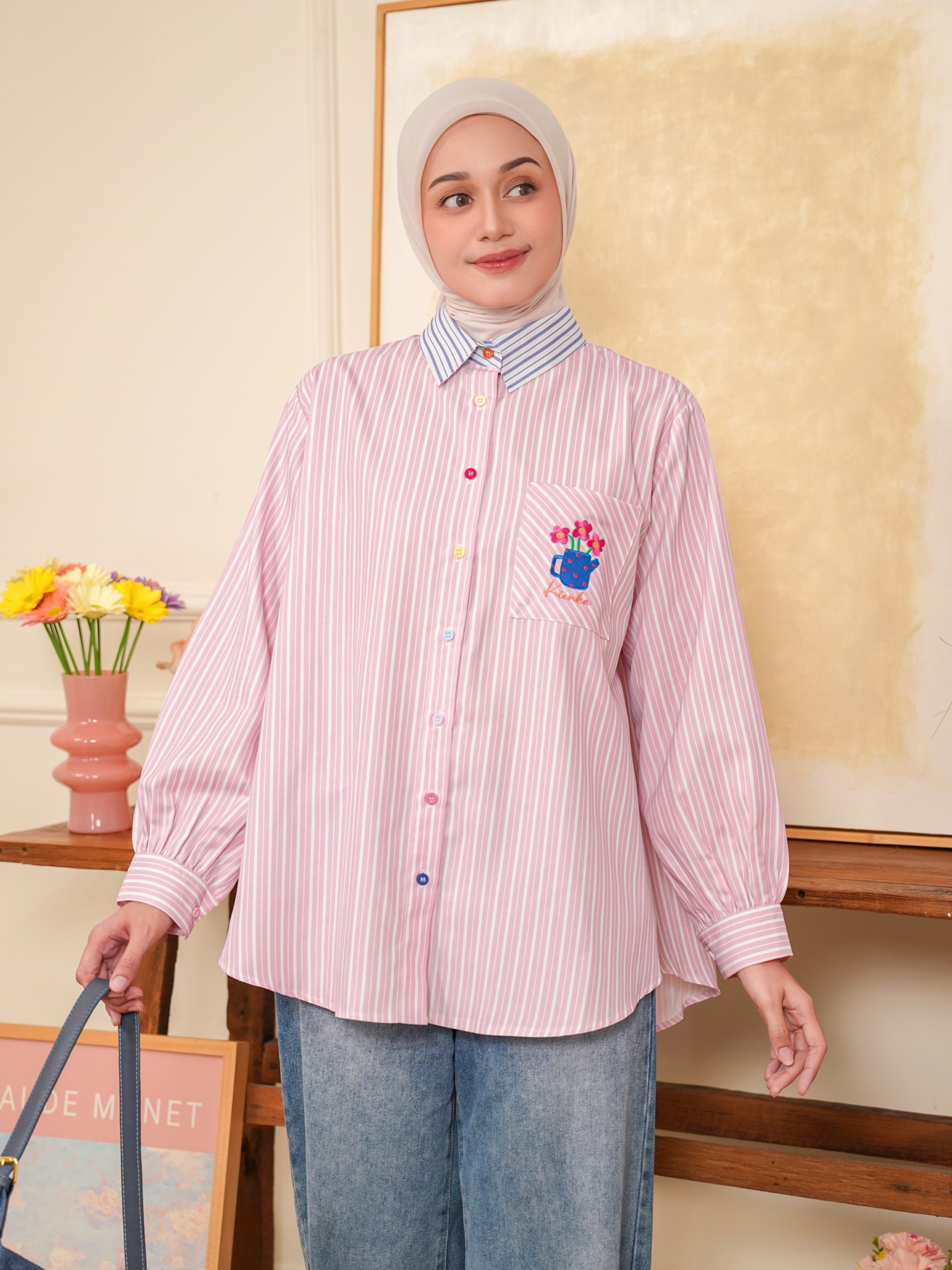 Yuna Stripe Shirt Blush