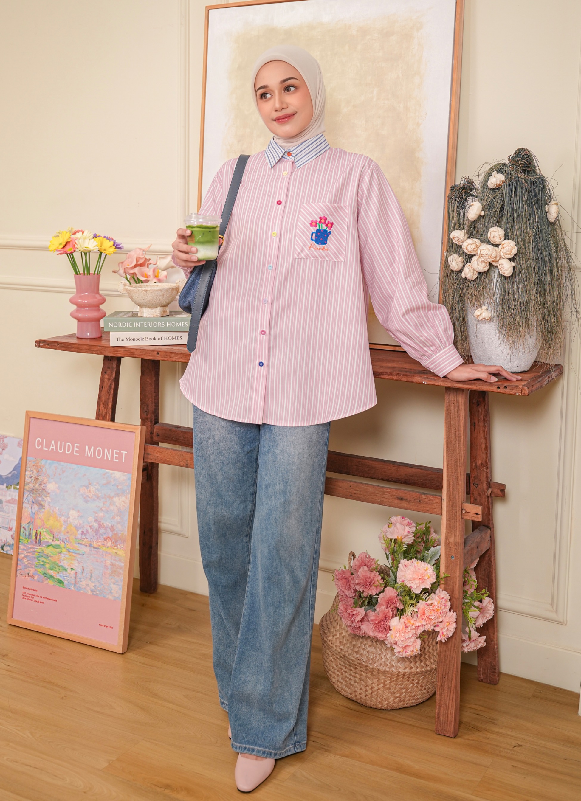 Yuna Stripe Shirt Blush