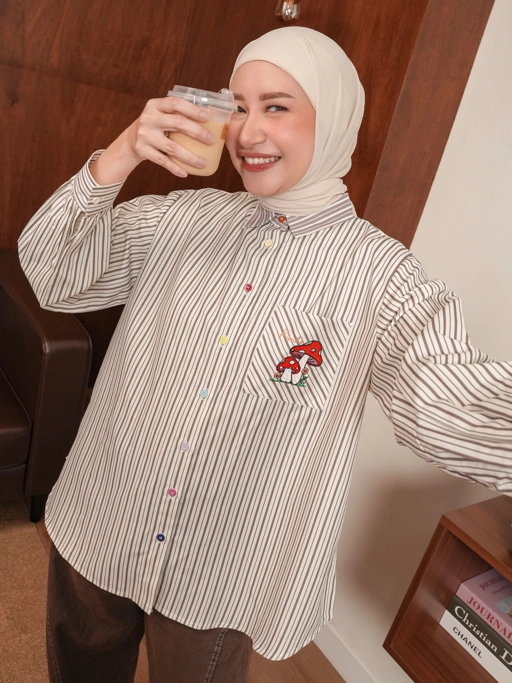 Yuna Stripe Shirt Taupe