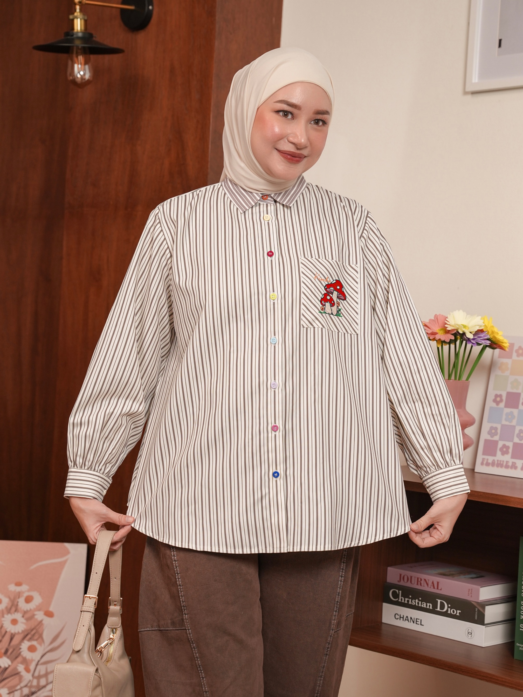 Yuna Stripe Shirt Taupe