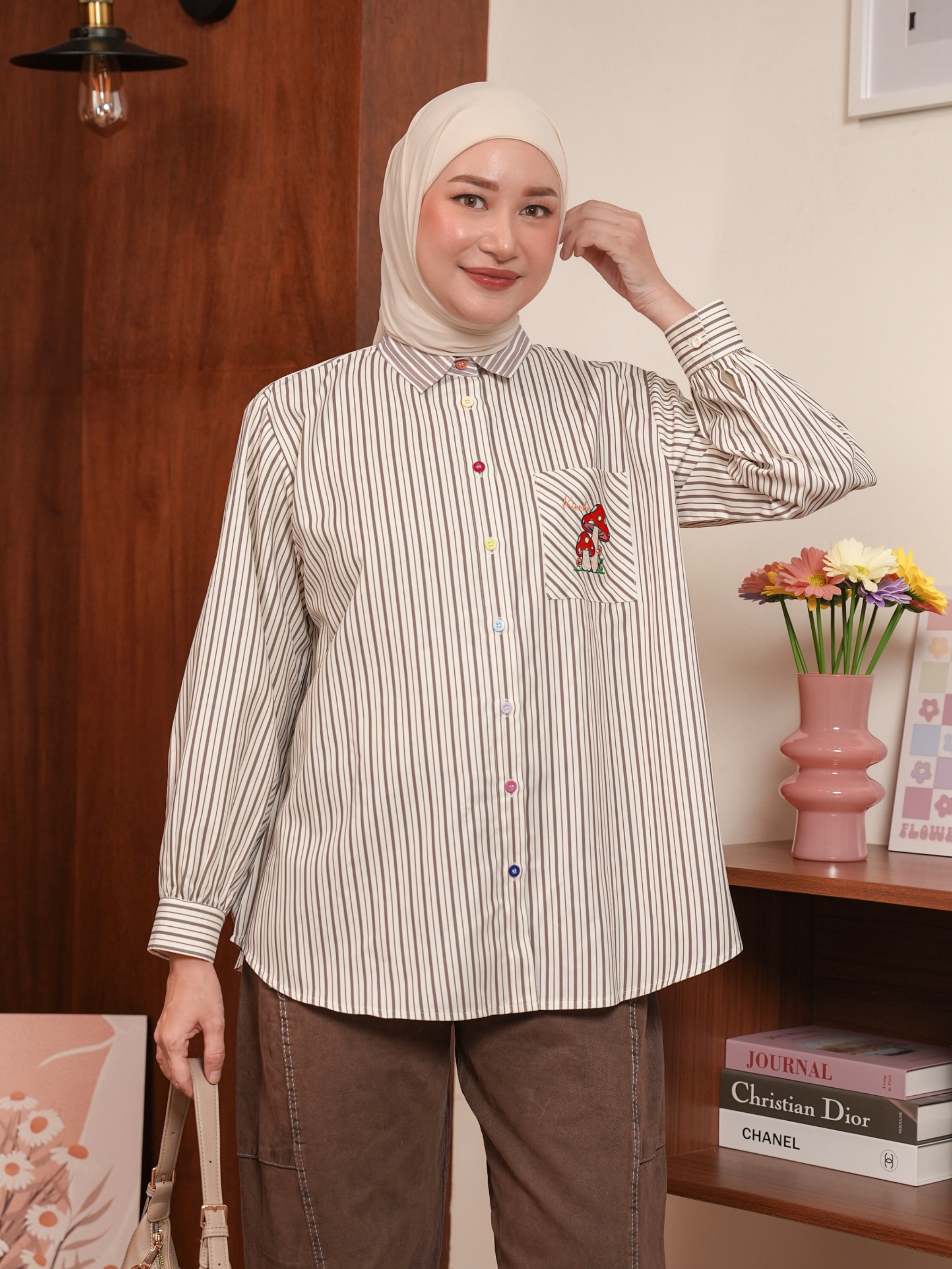 Yuna Stripe Shirt Taupe