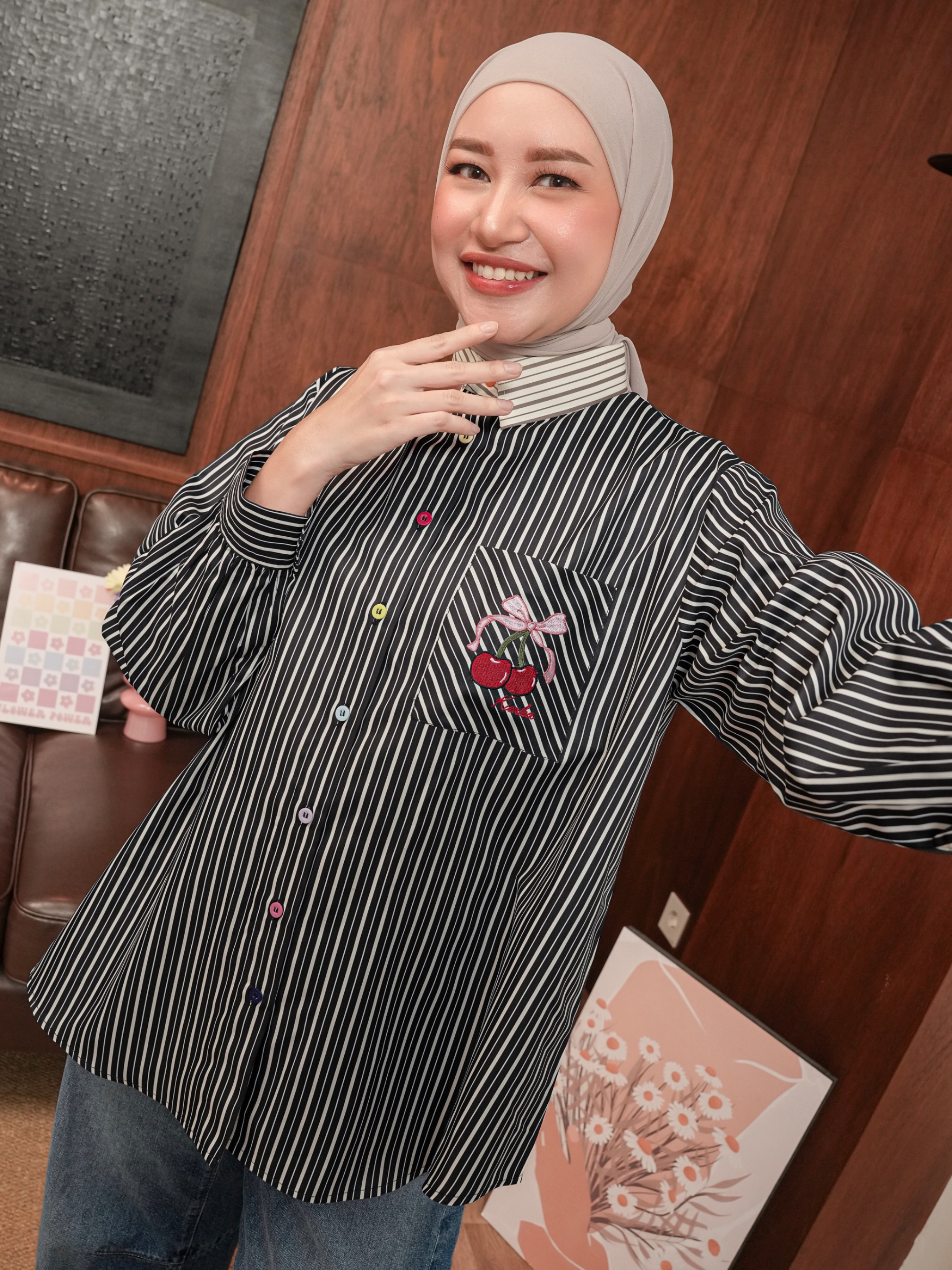 Yuna Stripe Shirt Noir