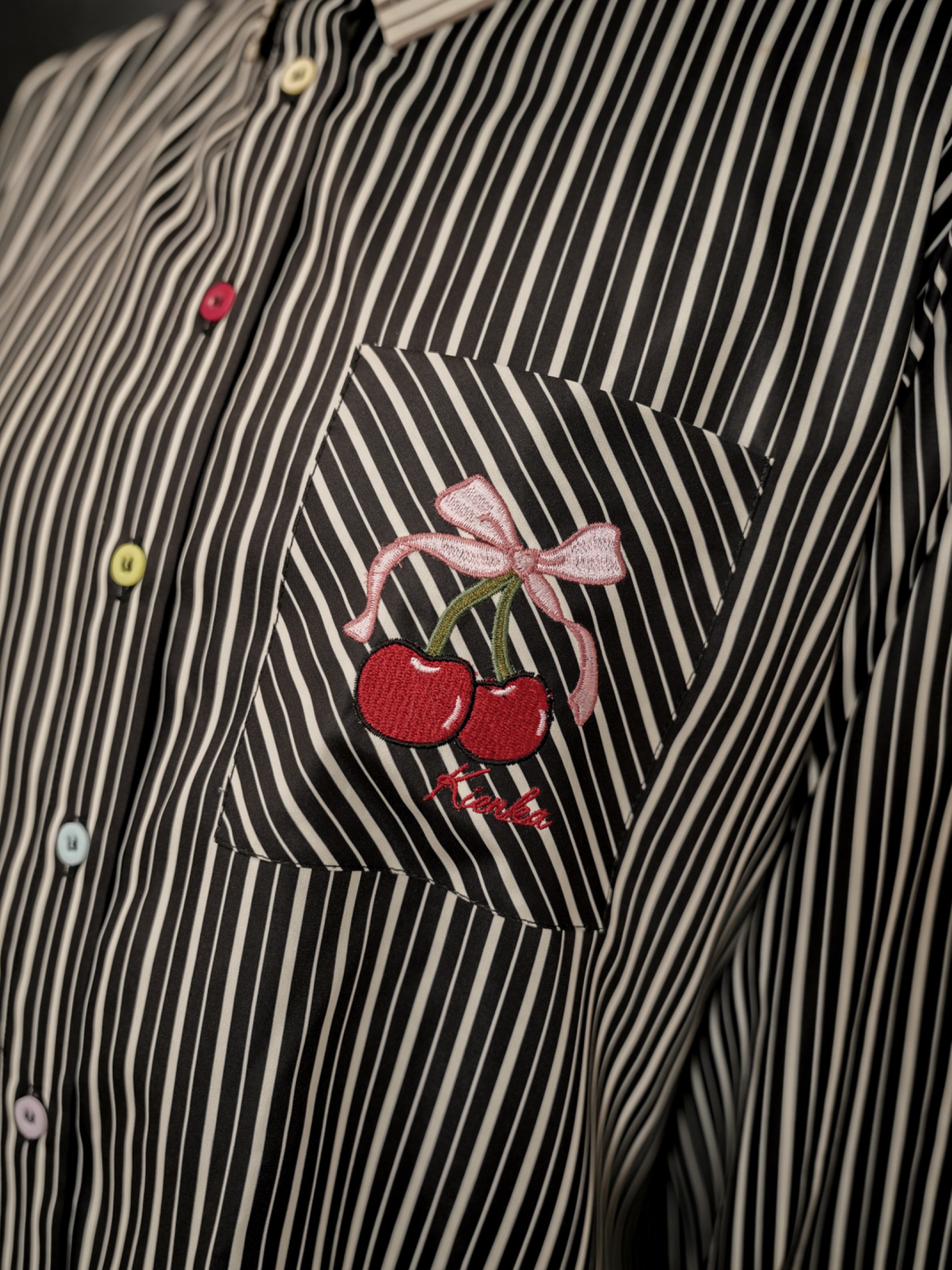 Yuna Stripe Shirt Noir