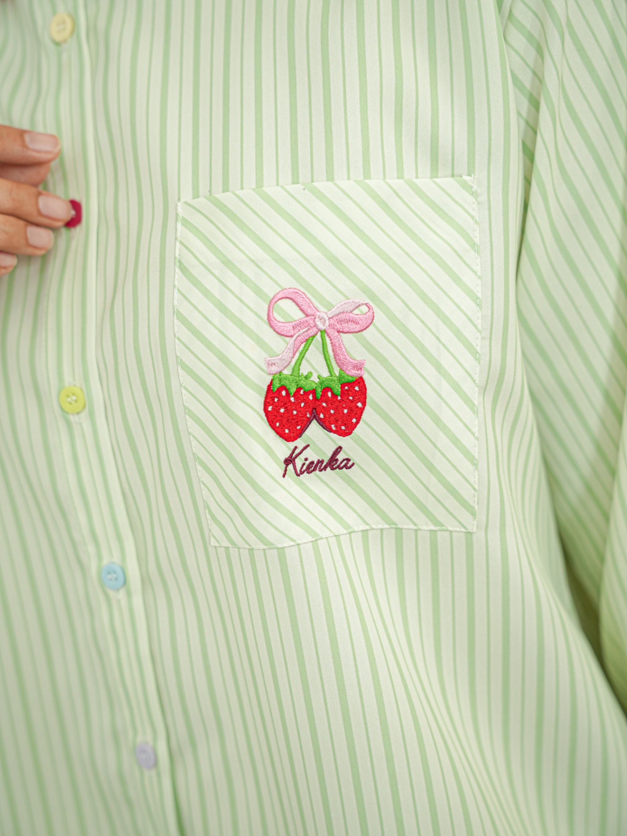 Yuna Stripe Shirt Green Tea