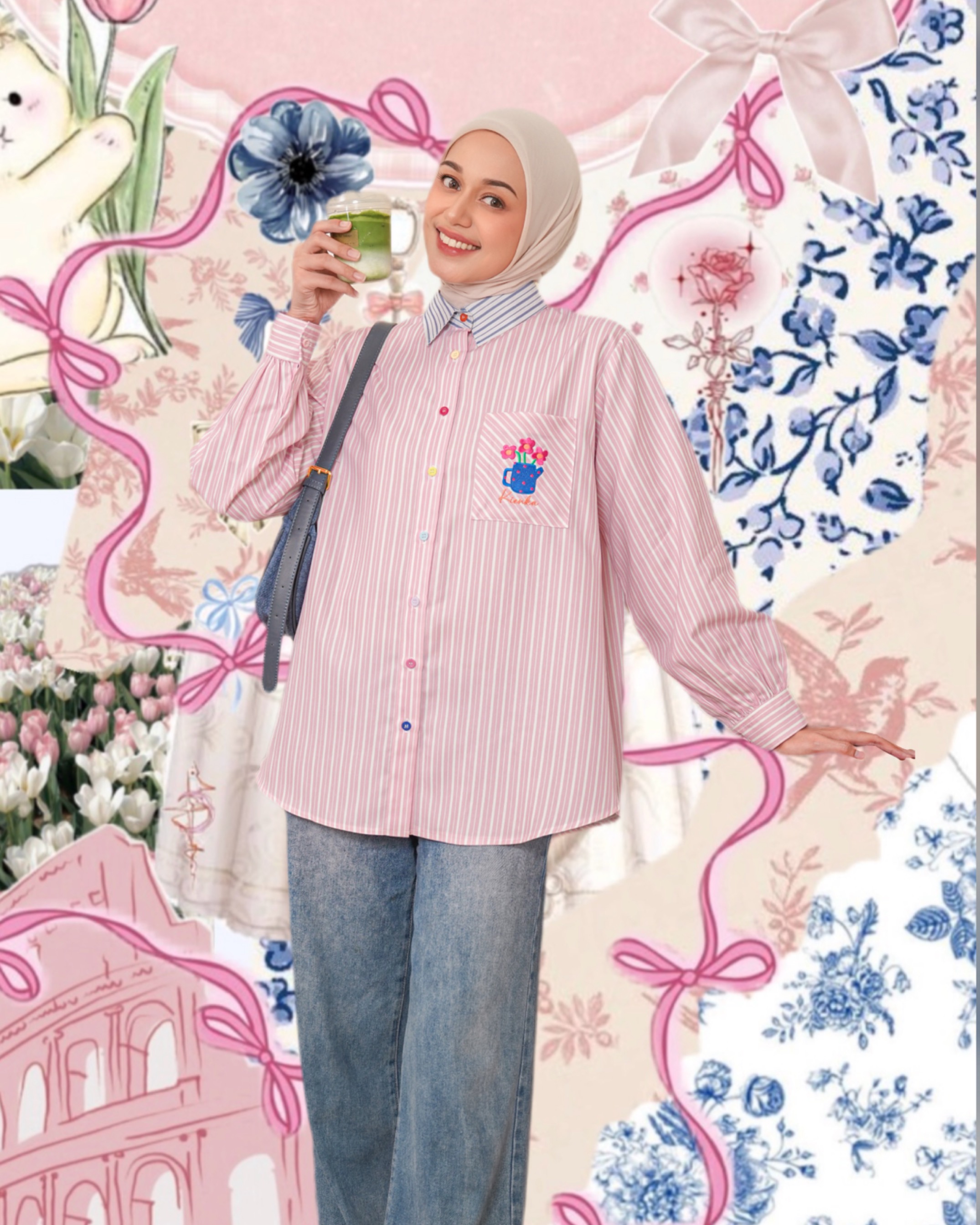 Yuna Stripe Shirt Blush