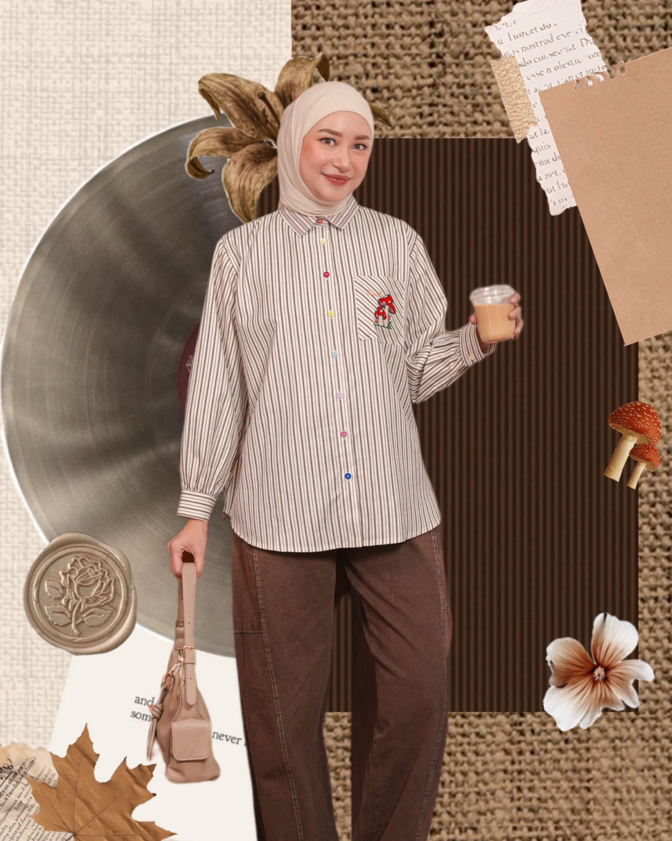 Yuna Stripe Shirt Taupe