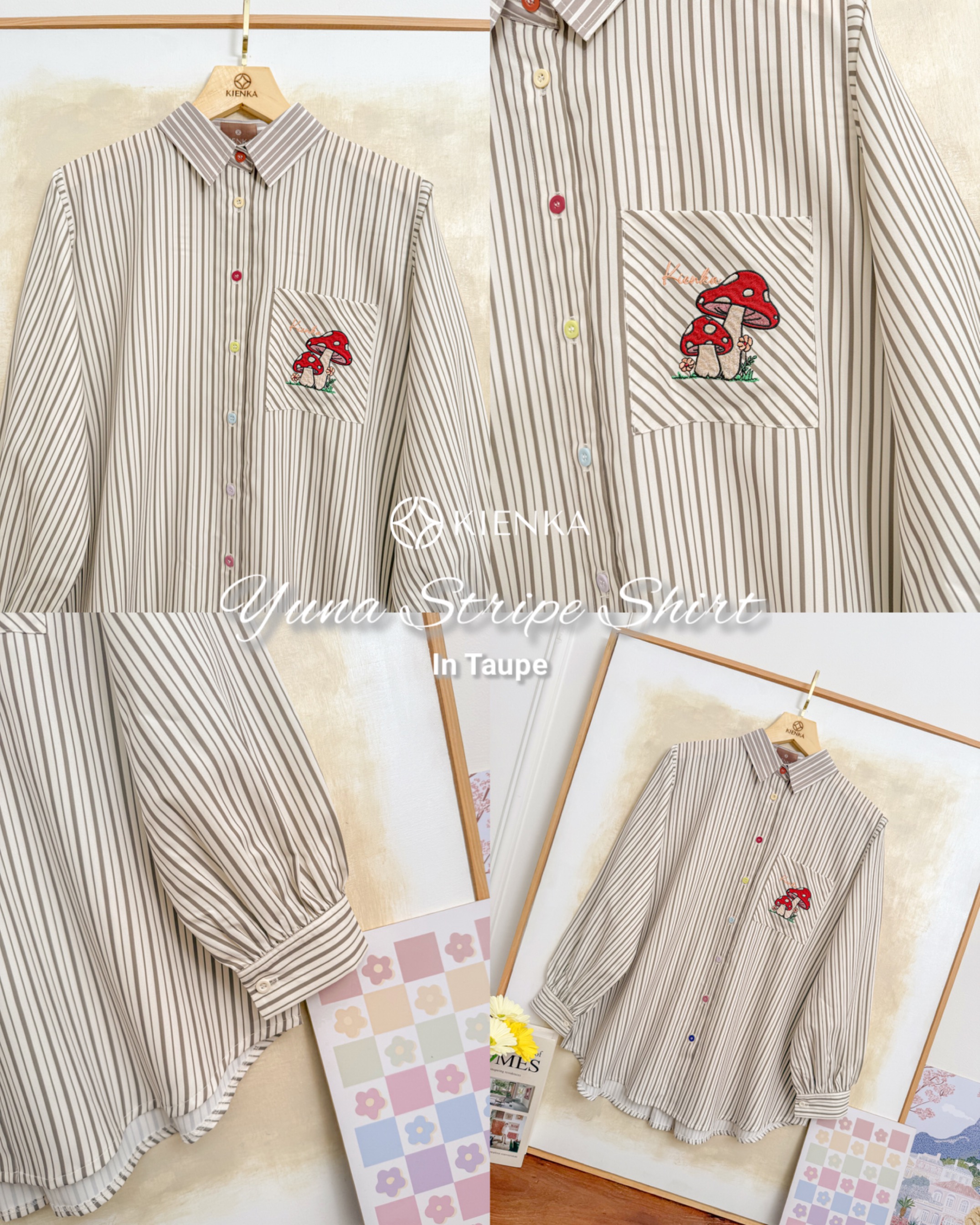 Yuna Stripe Shirt Taupe