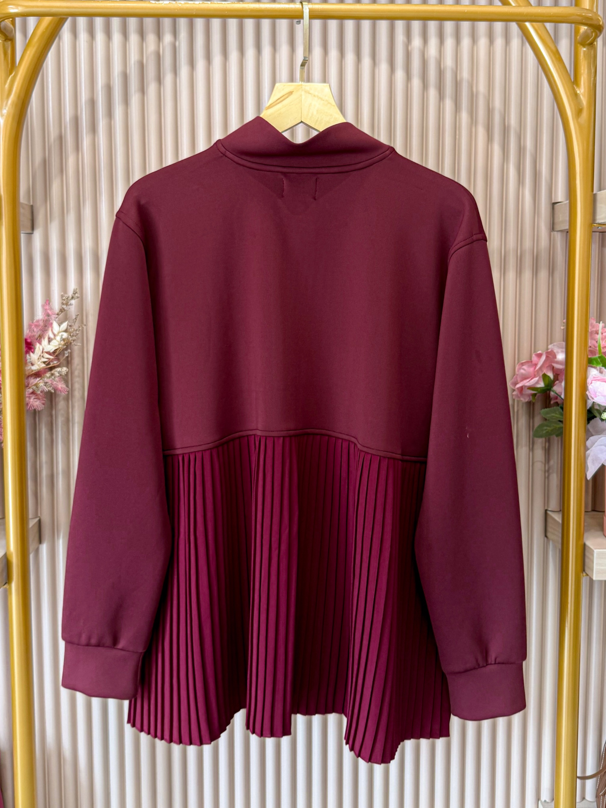 Ruby Pleats Jacket Maroon