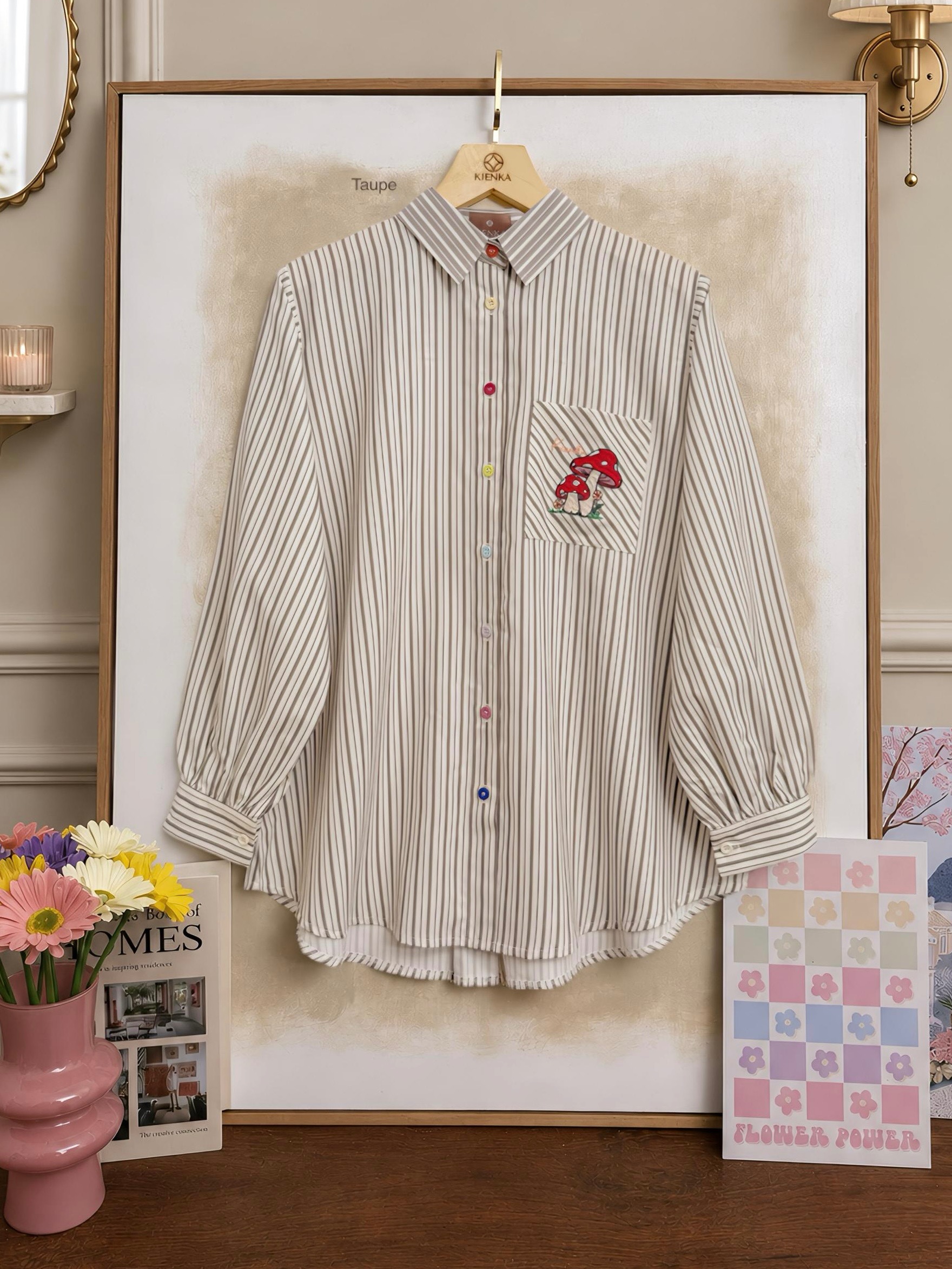 Yuna Stripe Shirt Taupe