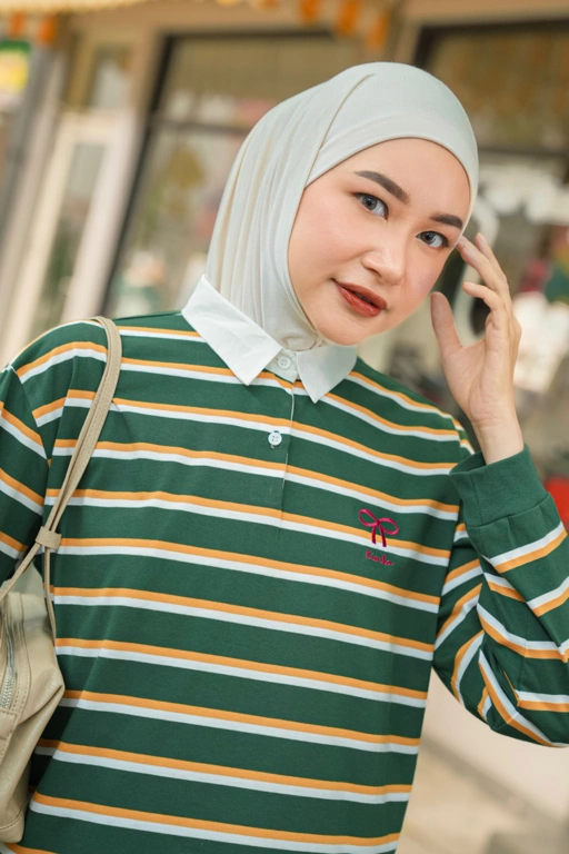 Image of Chia Stripe Shirt Crop Moss