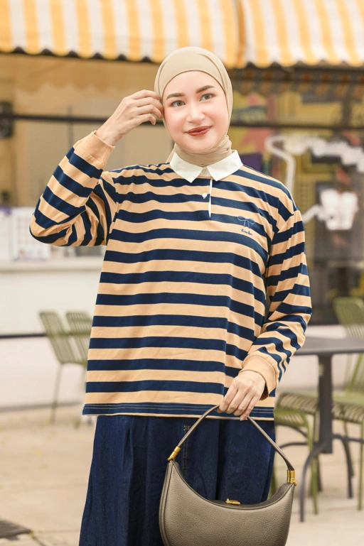 Image of Chia Stripe Shirt Panjang Normal Peanut