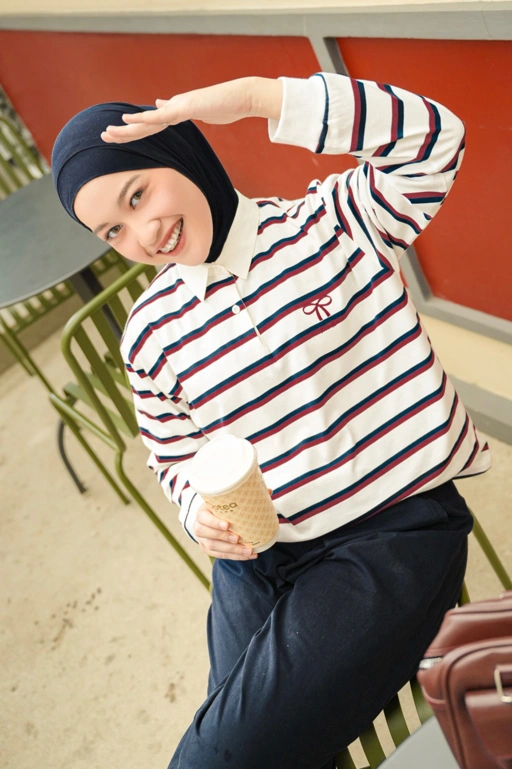 Image of Chia Stripe Shirt Crop Pearl