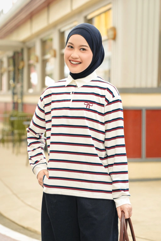 Image of Chia Stripe Shirt Panjang Normal Pearl