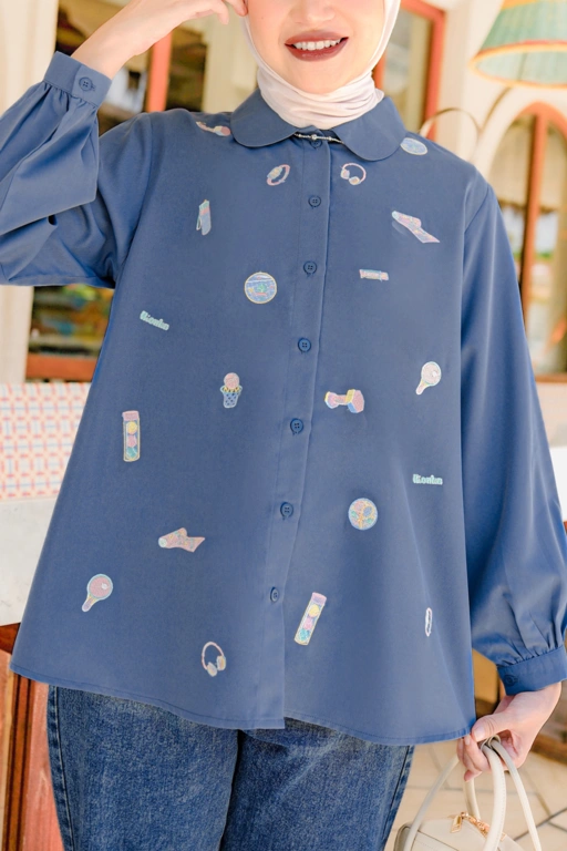 Image of Hobbies Embroidery Shirt Denim