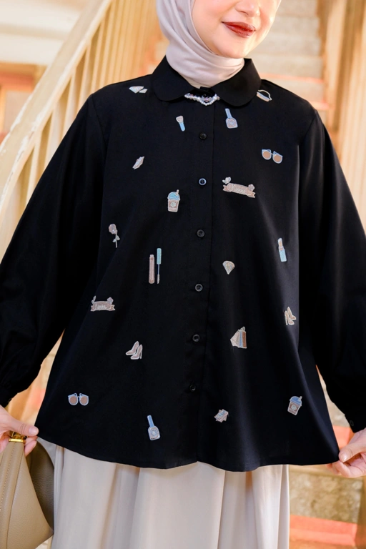 Image of Hobbies Embroidery Shirt Onyx