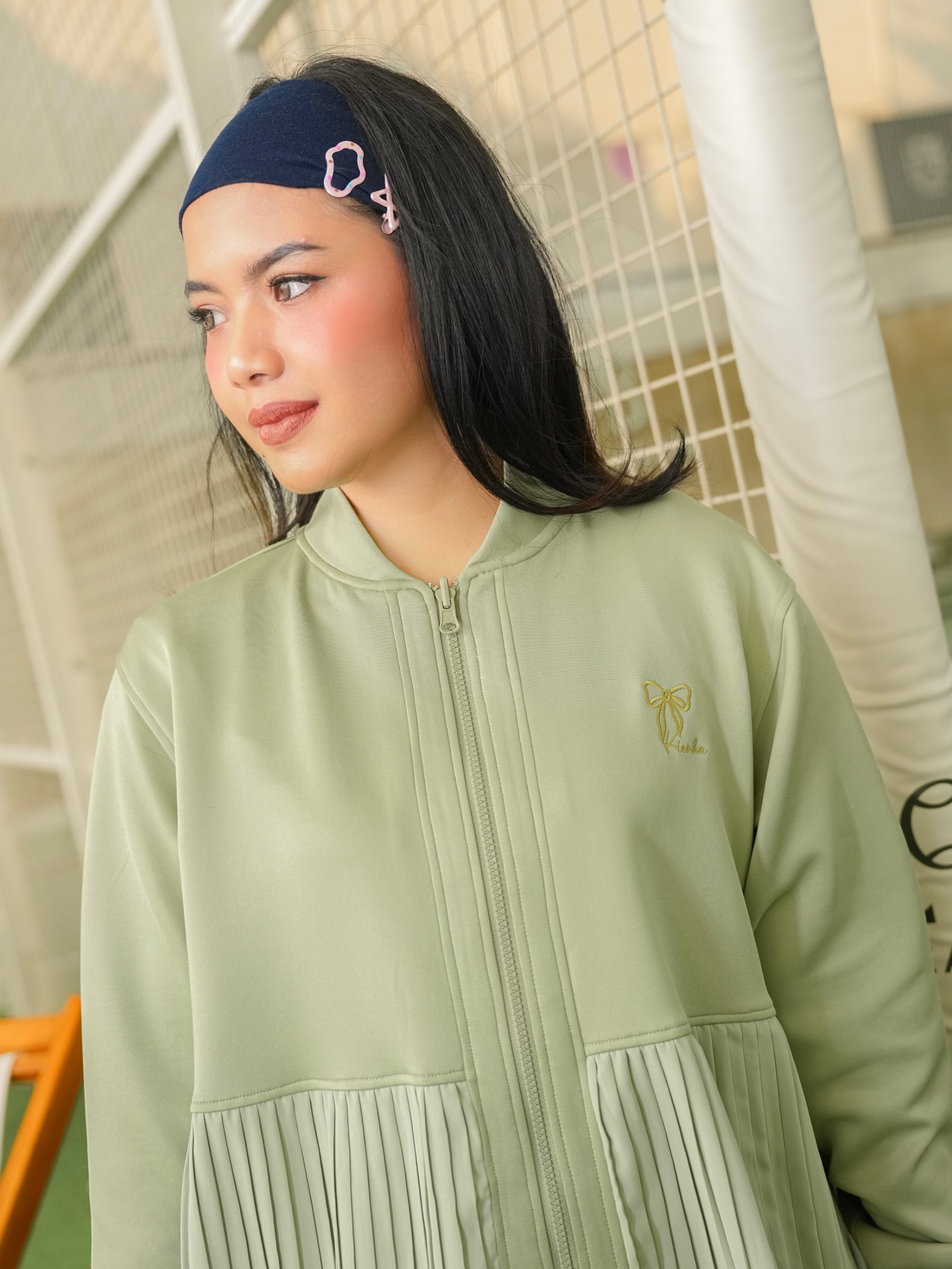 Ruby Pleats Jacket Matcha