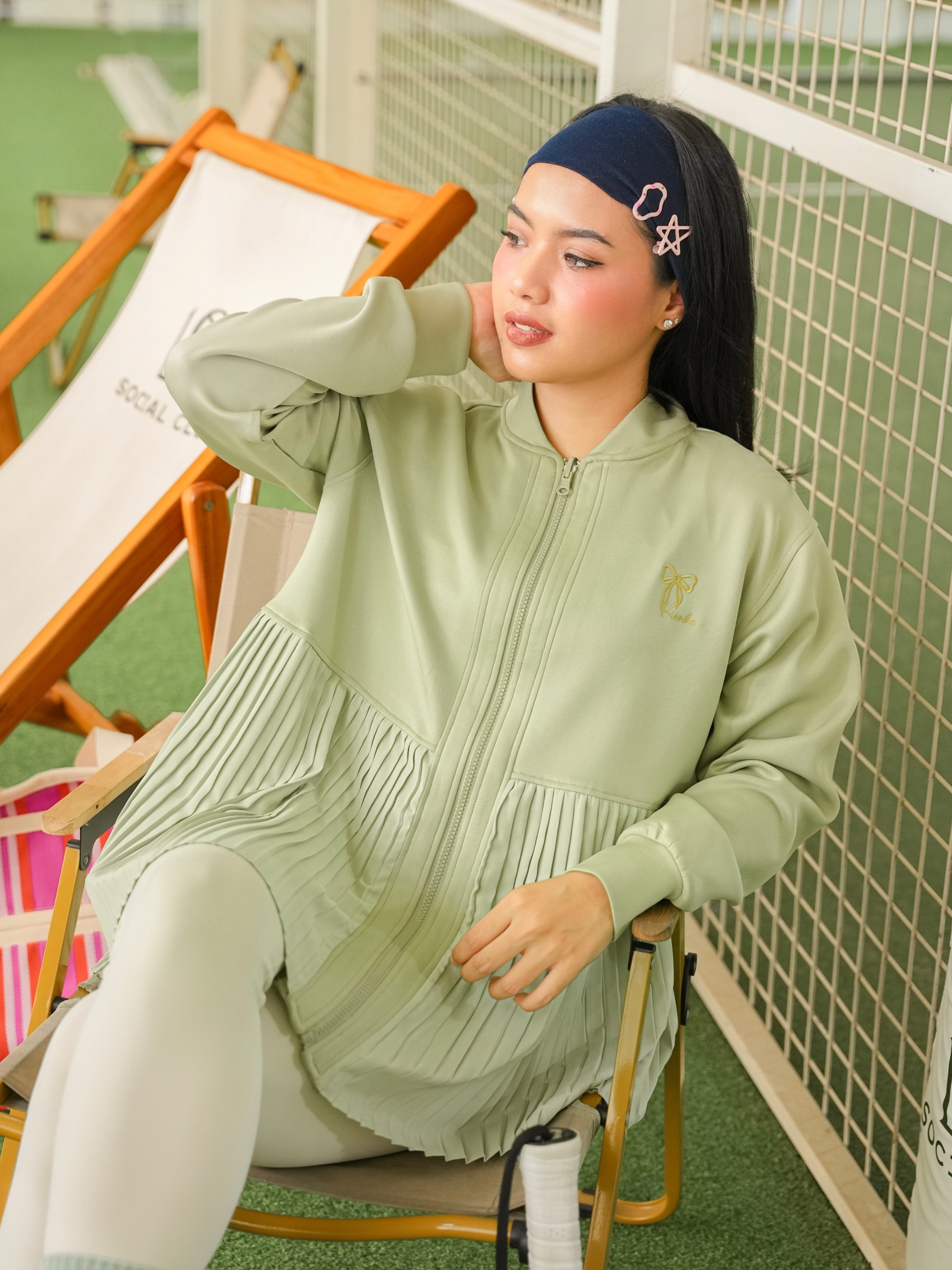 Ruby Pleats Jacket Matcha