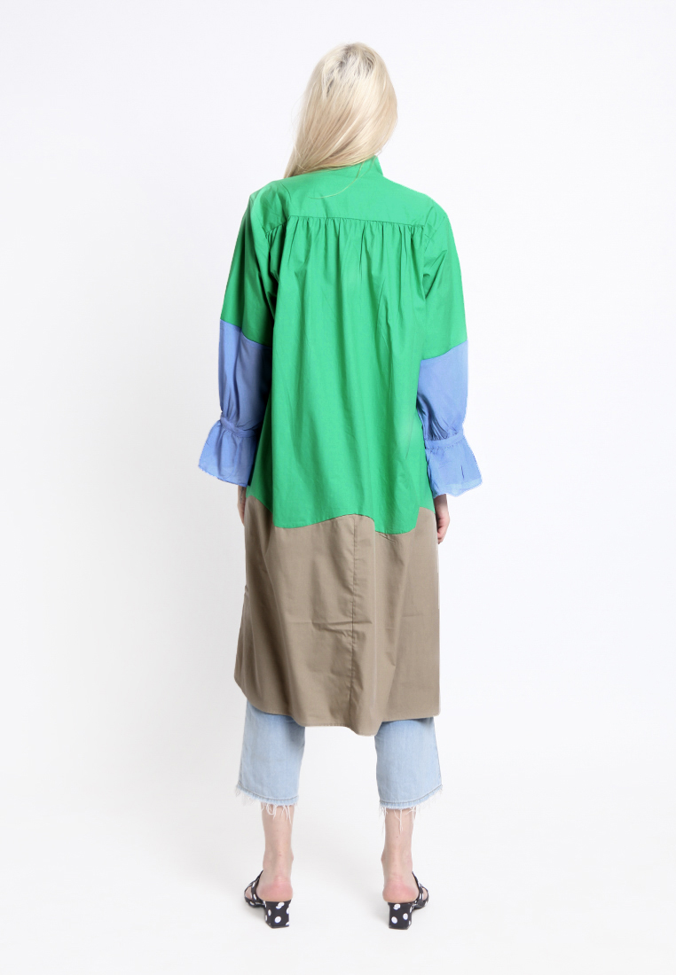 Blocking Rainbow Dress Green