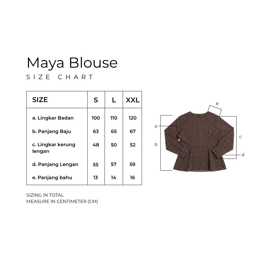 GIYOMI - Maya Blouse - Kemeja Wanita - Kemeja Bahan Soft Poly - Blouse Polkadot Peplum