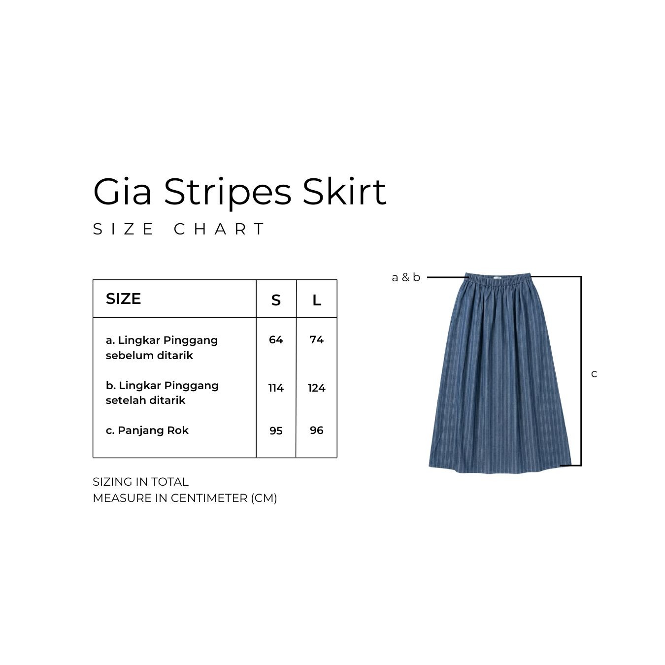 GIYOMI - Gia Stripes Skirt - Rok Wanita - Rok Bahan Soft Denim - Rok Panjang Elastis